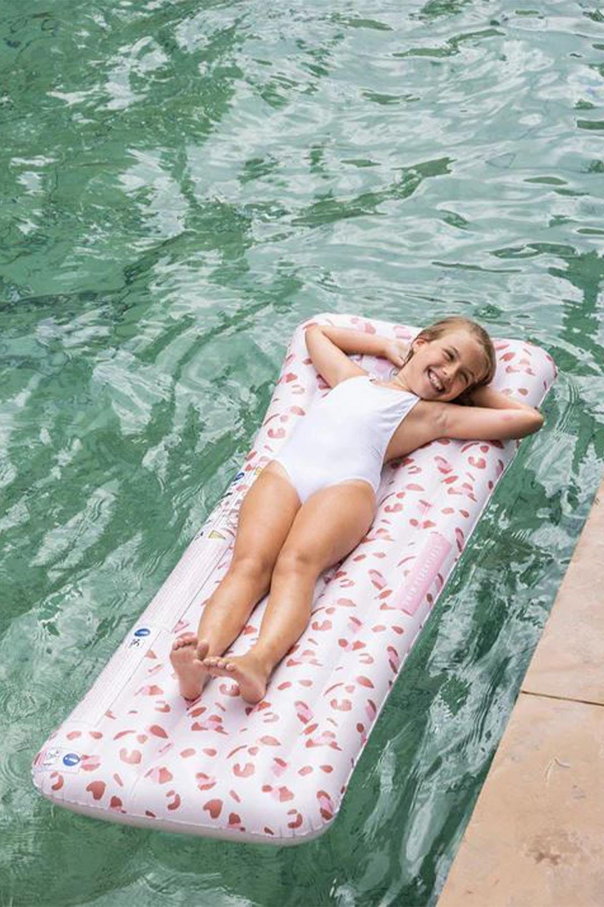 Swim Essentials Leopard Pink Şişme Deniz ve Havuz Yatağı 177cm Çok Renkli