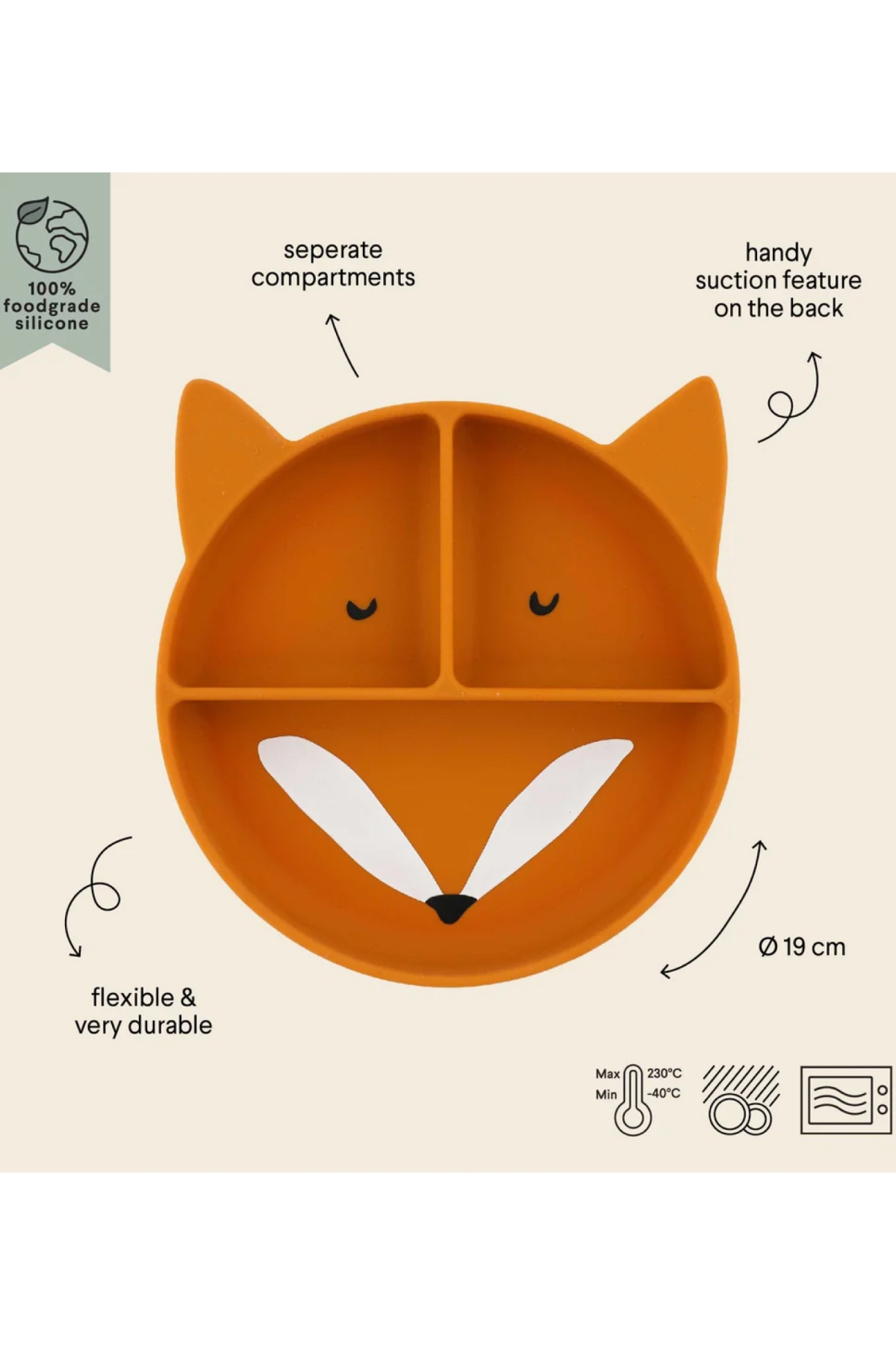 Trixie - Silikon Vakumlu Bölmeli Tabak MR. FOX