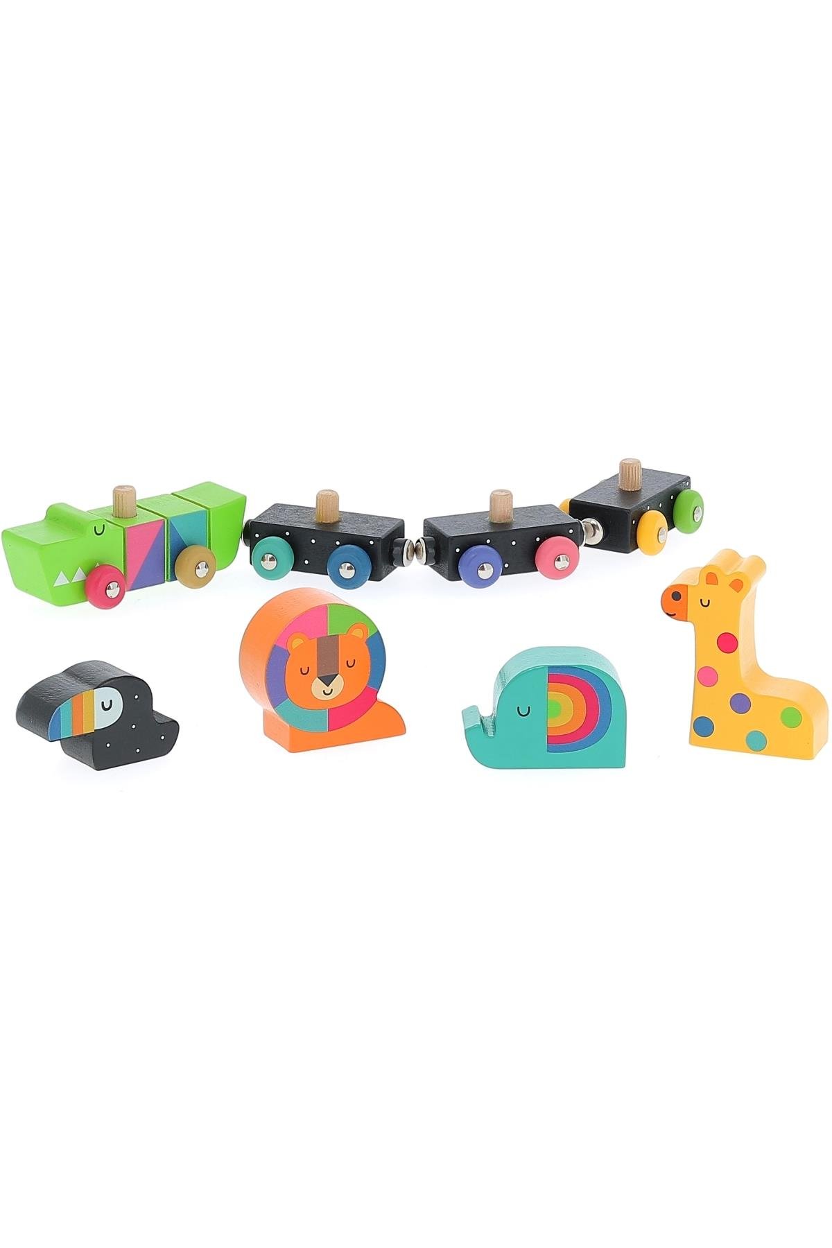 Vilac - Animals' train - Ahşap Hayvanlar Treni - Andy Westface Çok Renkli
