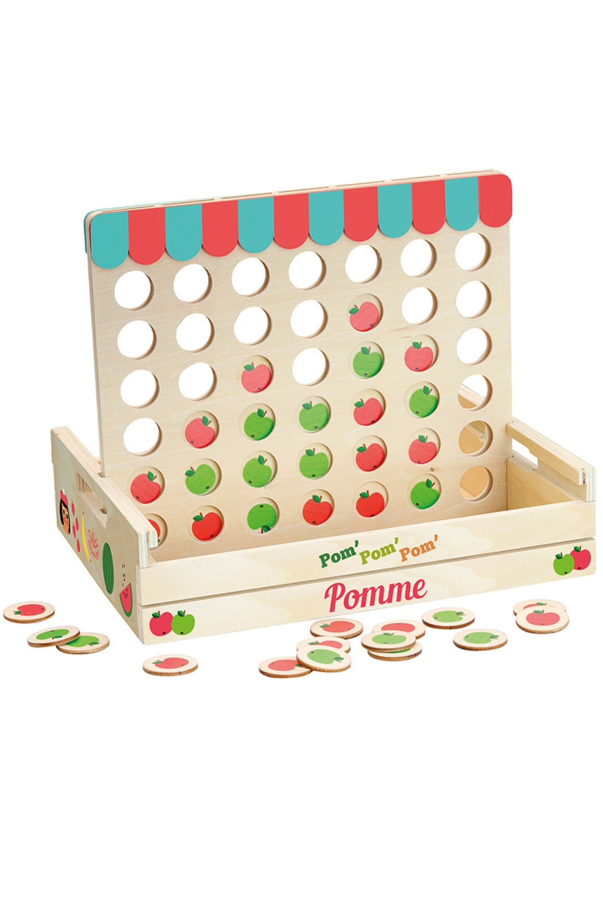 Vilac - Four Apples in a Row - Sıralı 4 Elma Oyunu Çok Renkli