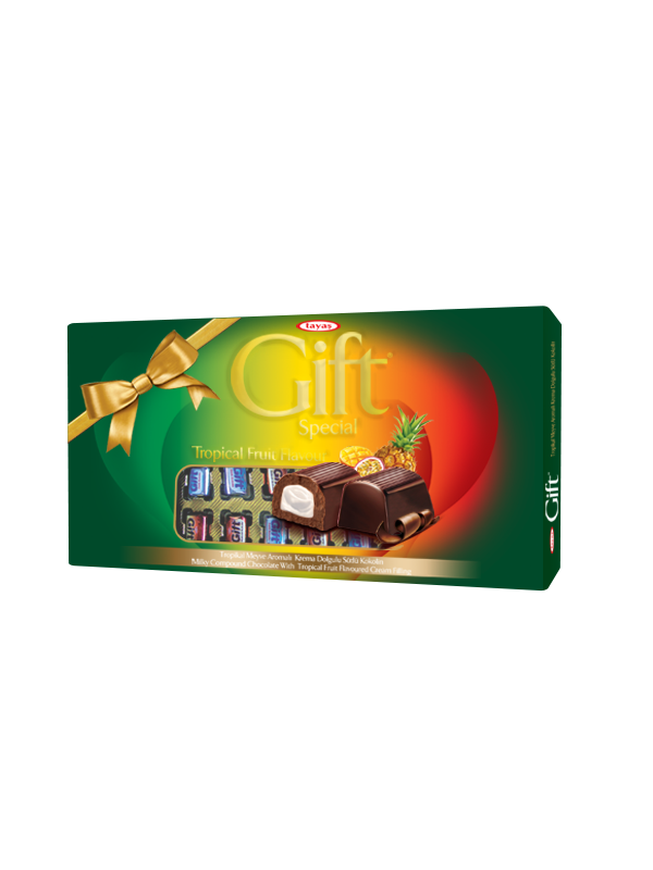 Gift Tropical Meyve Aromalı Krema Dolgulu Sütlü Kokolin Çikolata 180 Gr