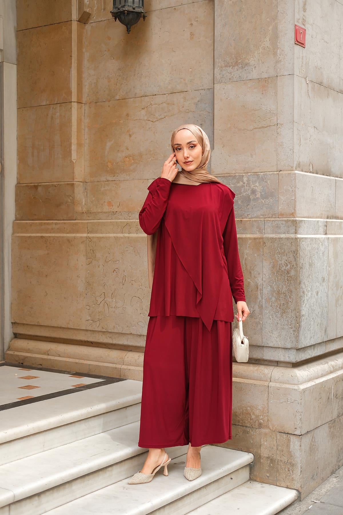 Asimetrik Salaş Takım Bordo