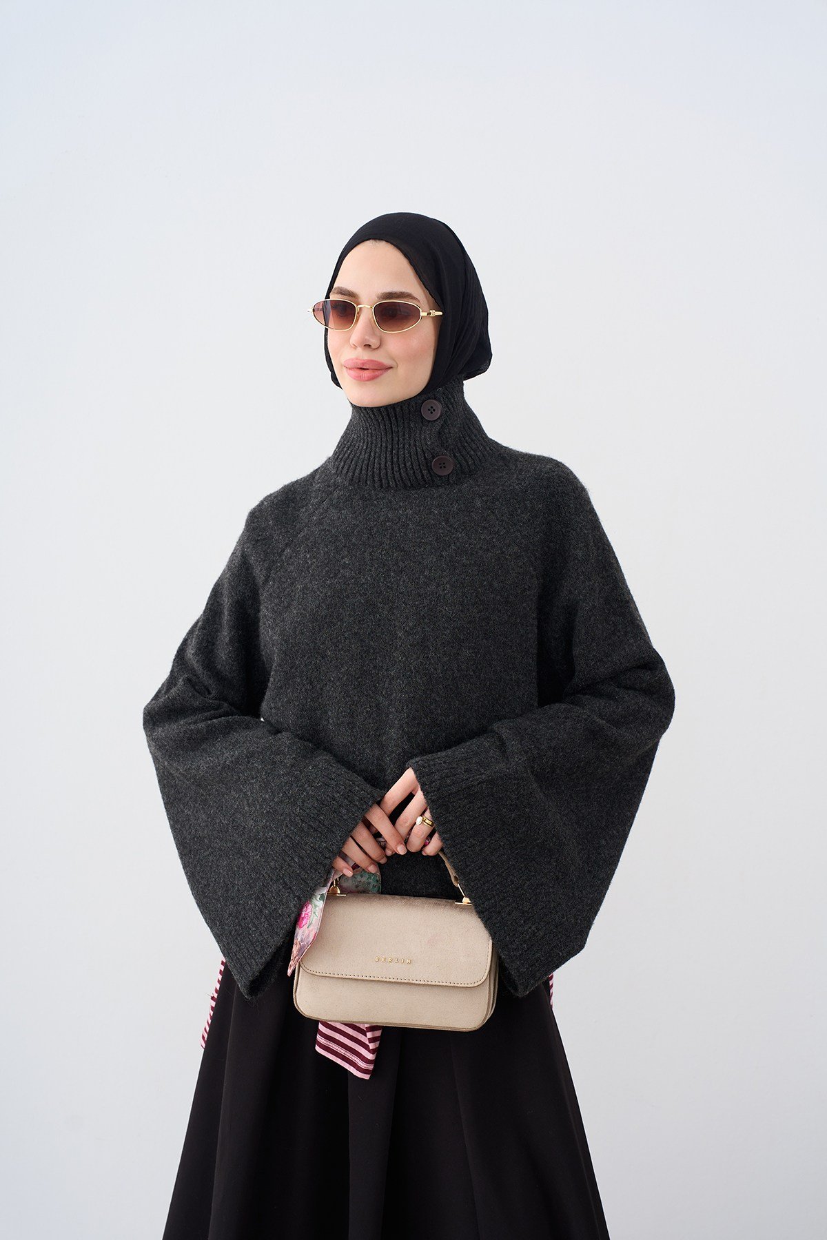 Balıkçı Yaka Triko Kazak Antrasit