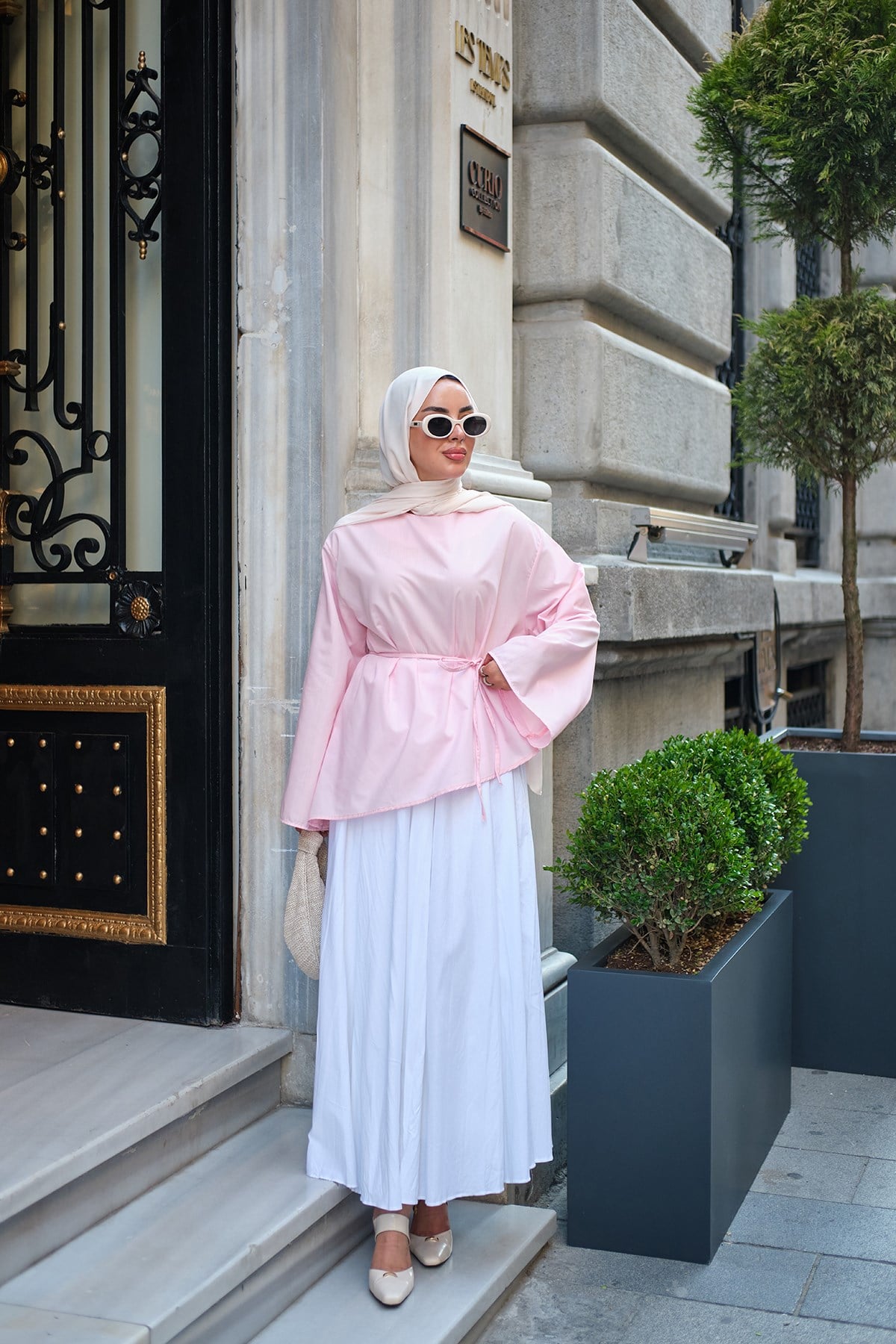 Bel Bağlamalı Etek Üstü Bluz Pembe