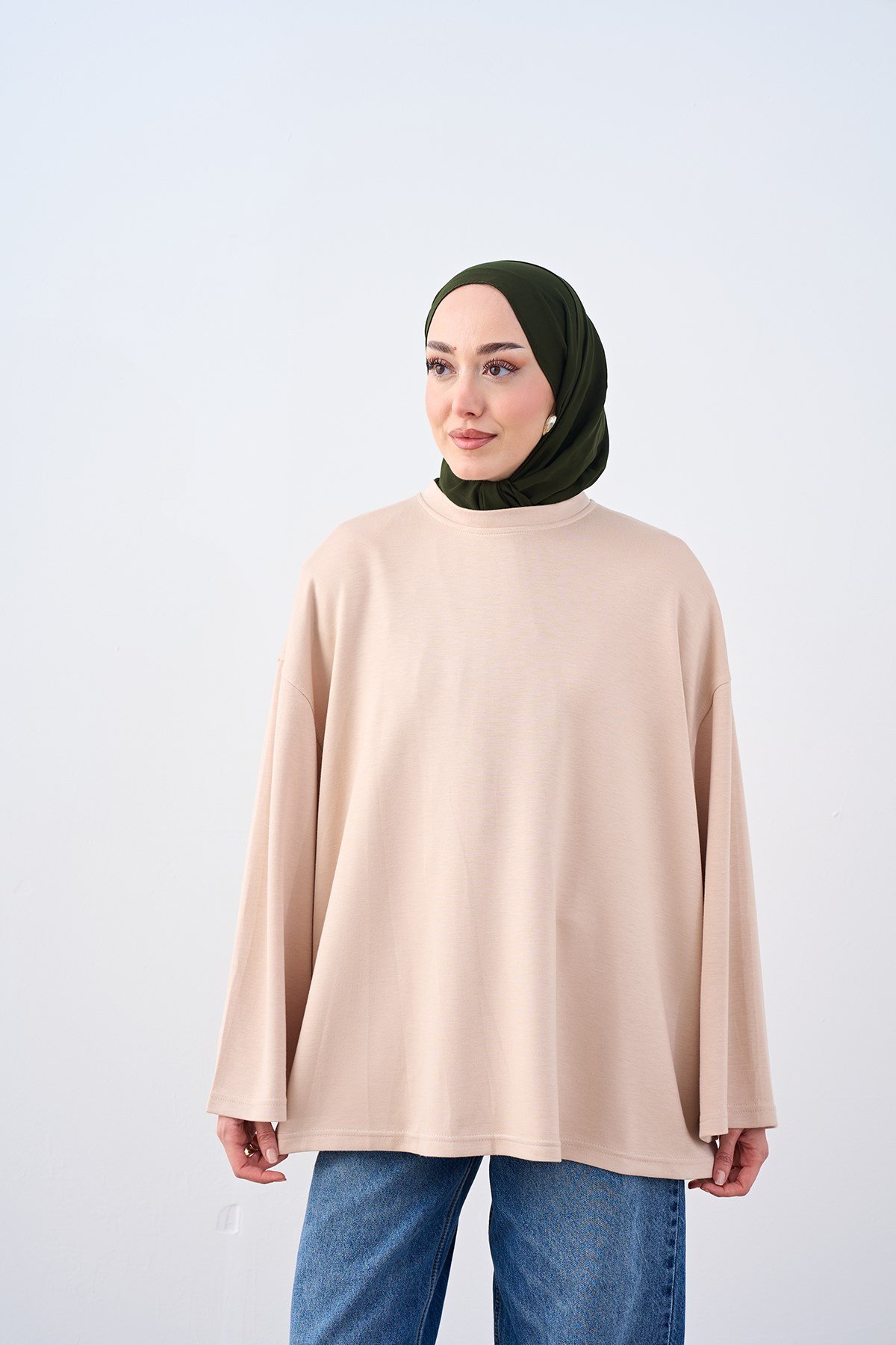 Bel Bağlamalı Tunik Krem