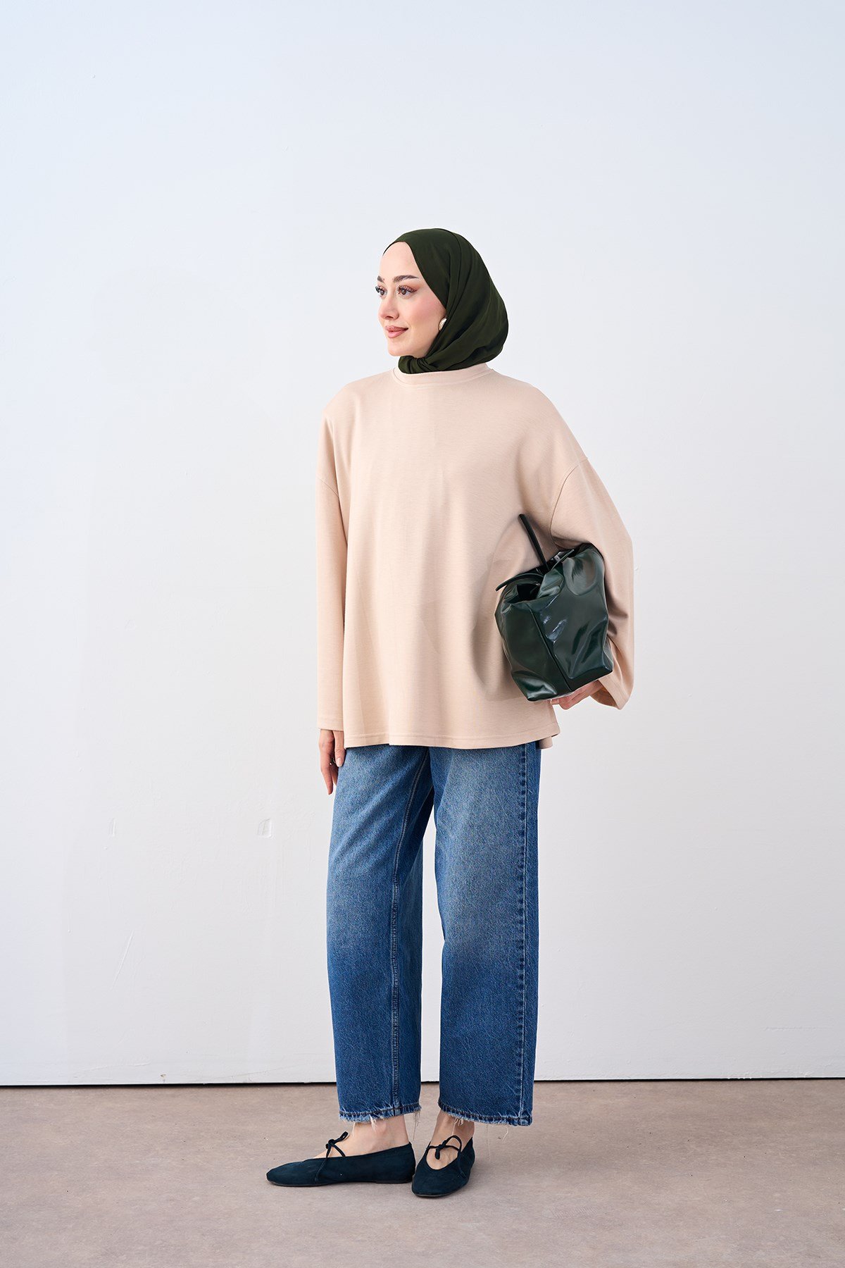 Bel Bağlamalı Tunik Krem