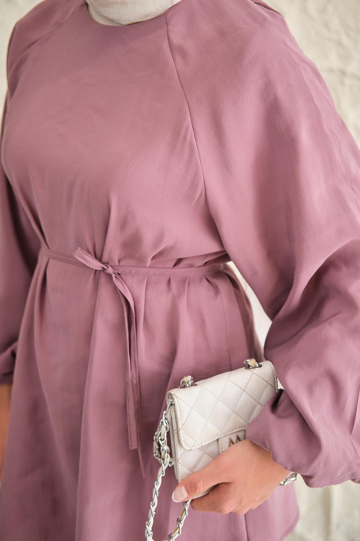Bel Bağlamalı Tunik Mürdüm