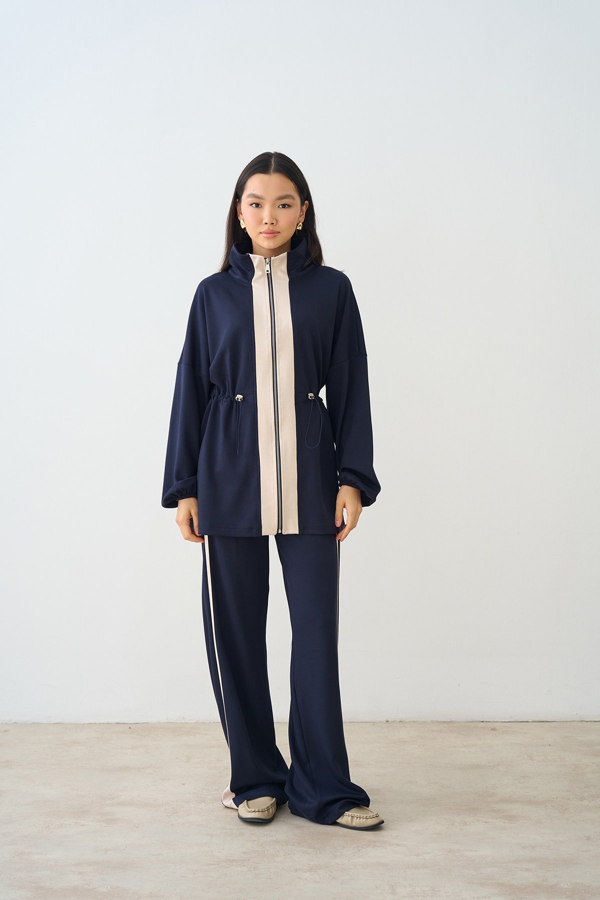 Beli Ayarlanabilir Çift Renk Eşofman Takım Lacivert