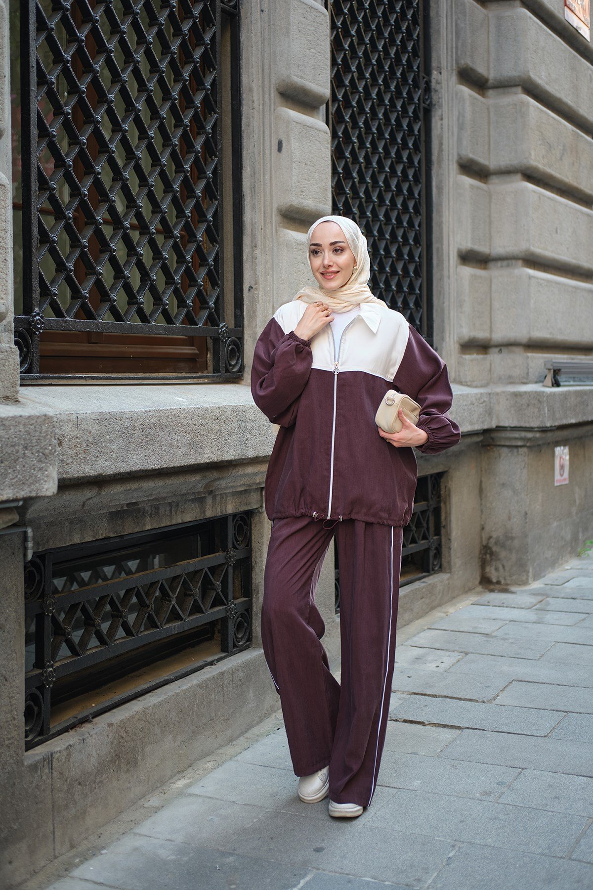 Beli Ayarlanabilir Kontrast Takım Bordo