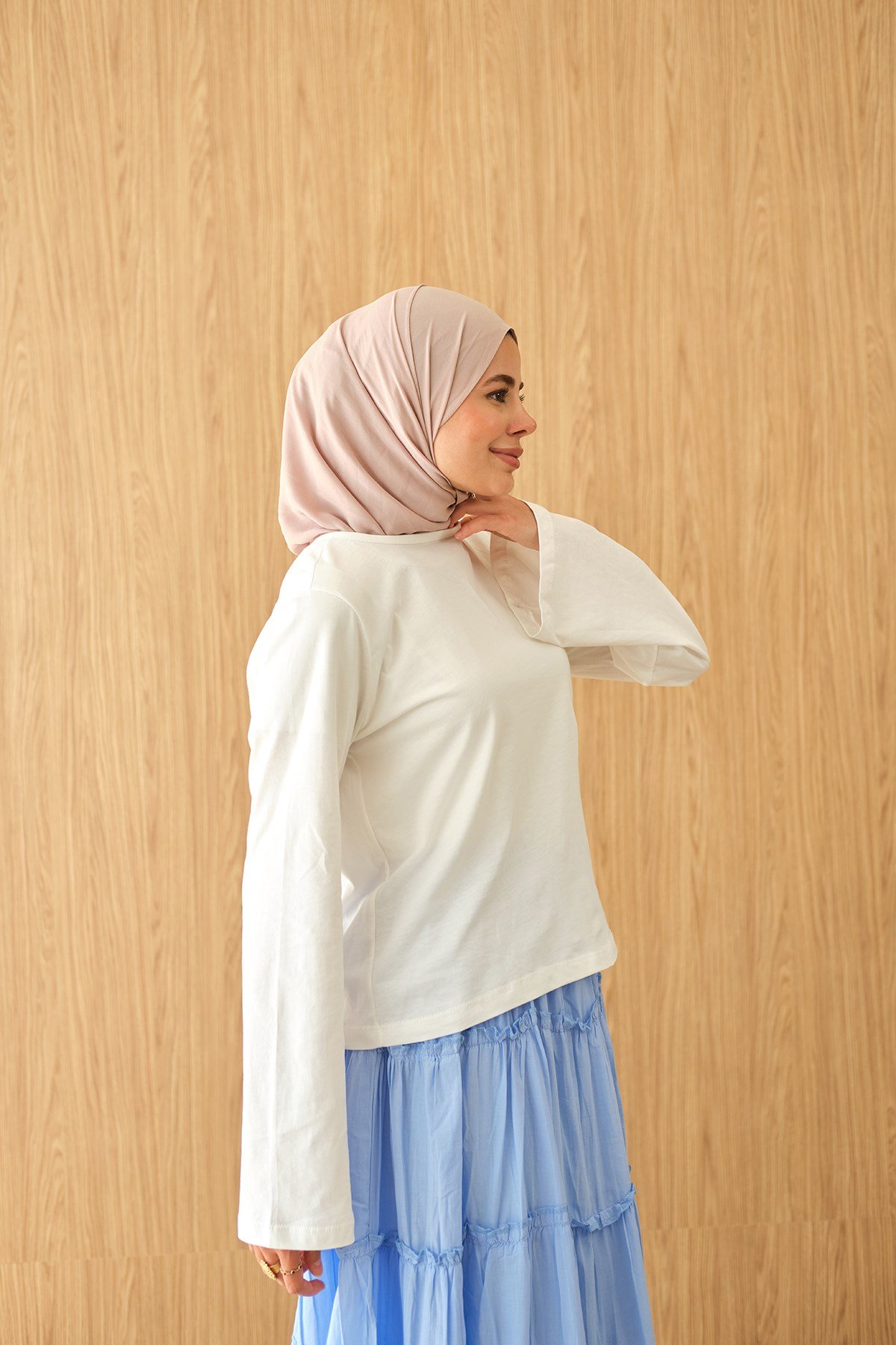 Bisiklet Yaka Body Ekru