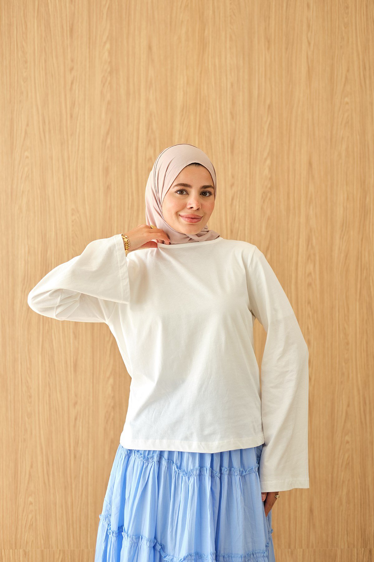 Bisiklet Yaka Body Ekru