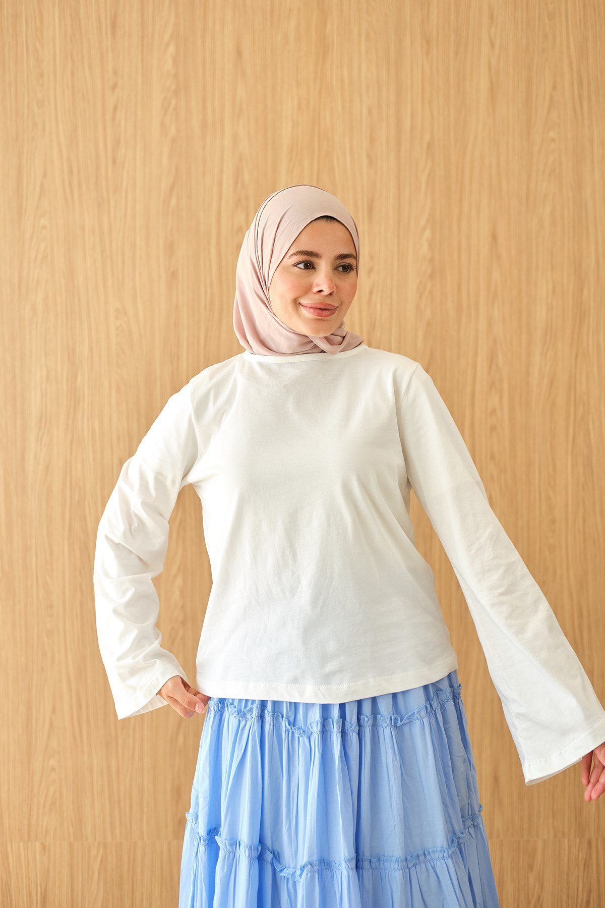 Bisiklet Yaka Body Ekru