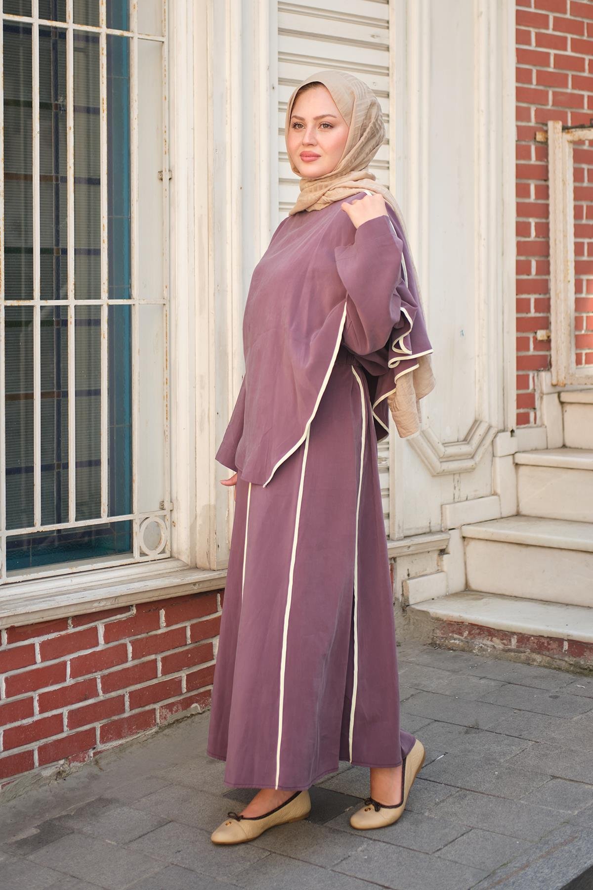 Biyeli Etekli Takım Mürdüm