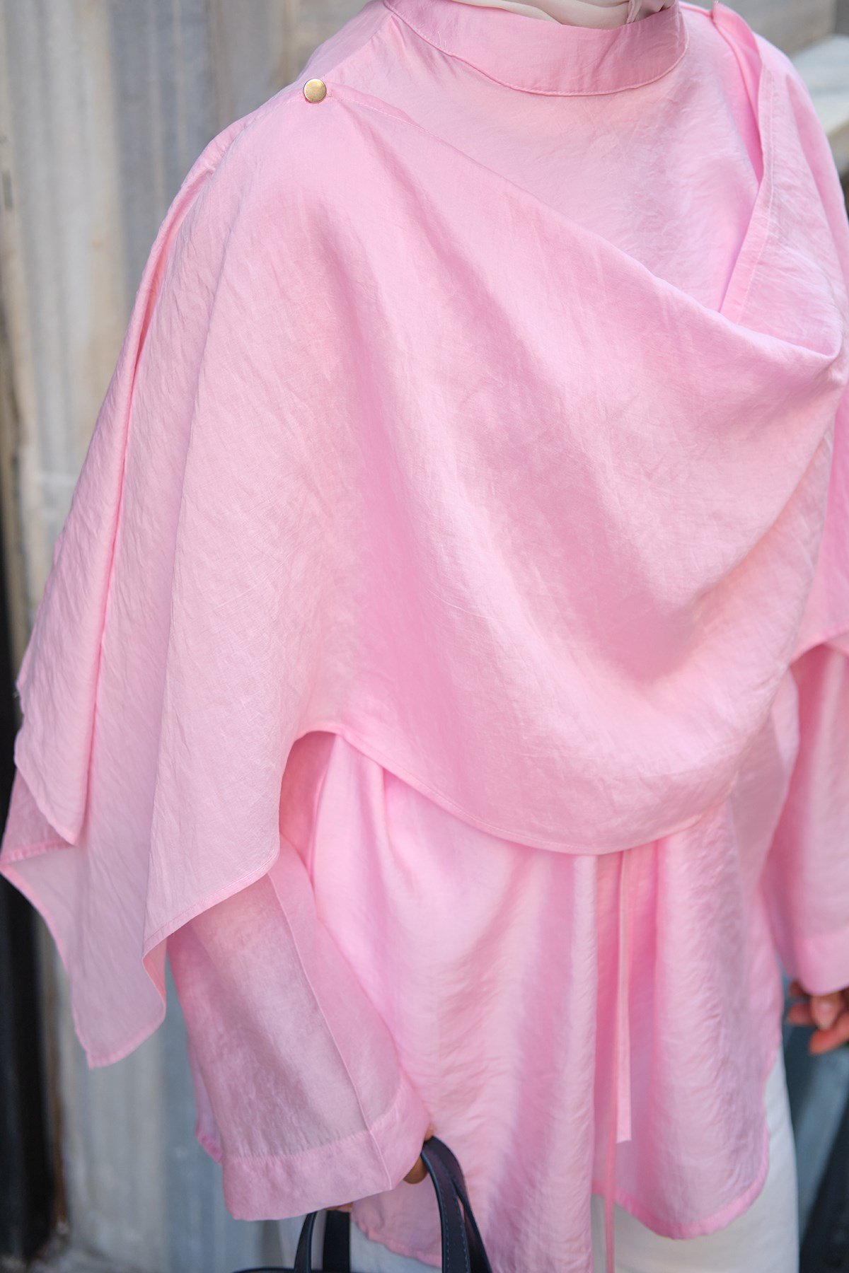 Çıkarılabilir Şal Detay Tunik Pembe
