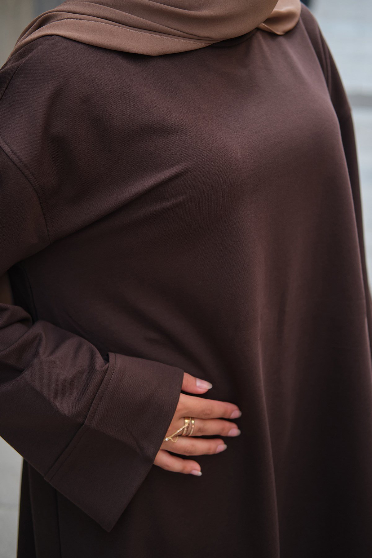 Dikiş Detaylı Basıc Sweat Acı Kahve