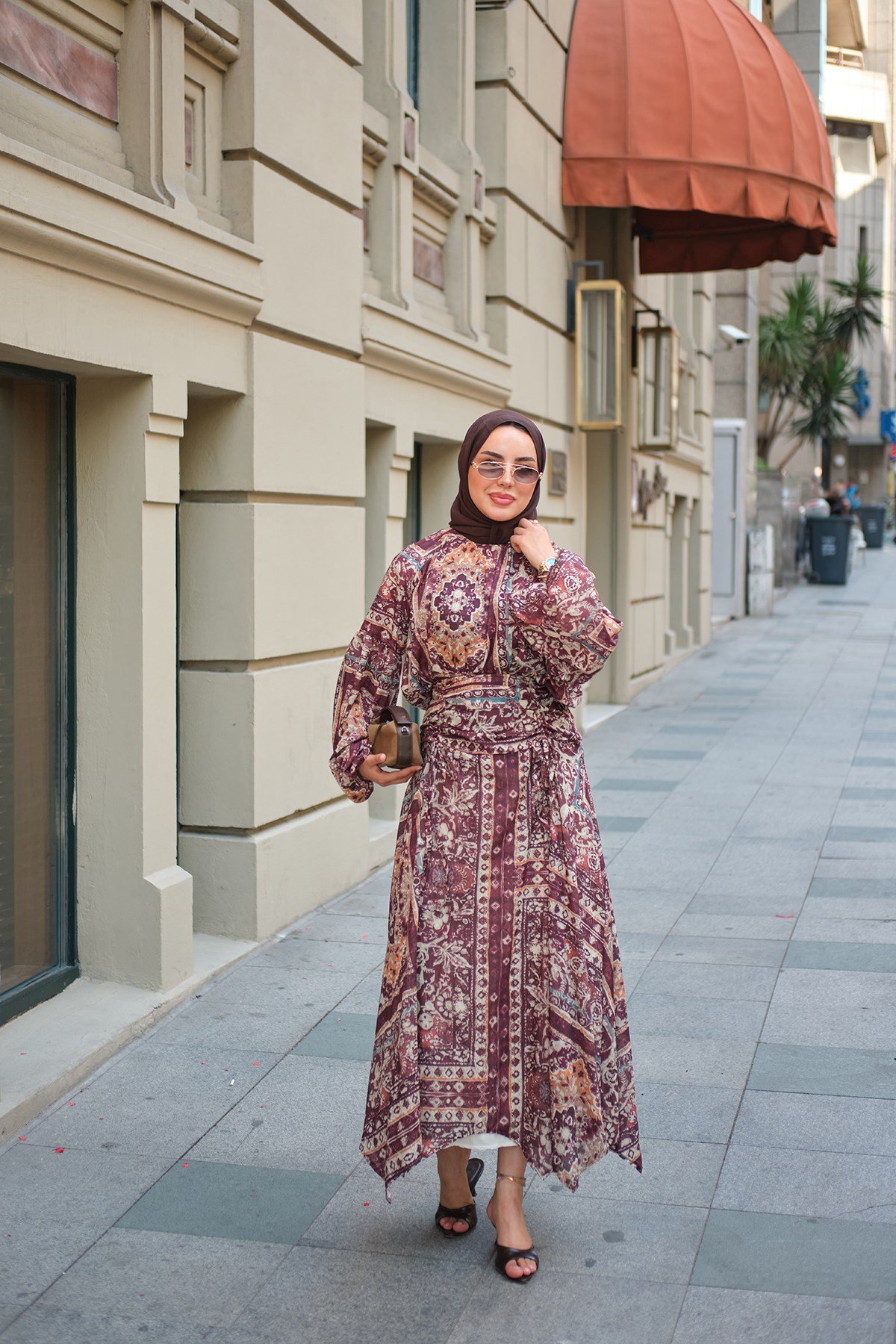 Etnik Desenli Takım Mürdüm