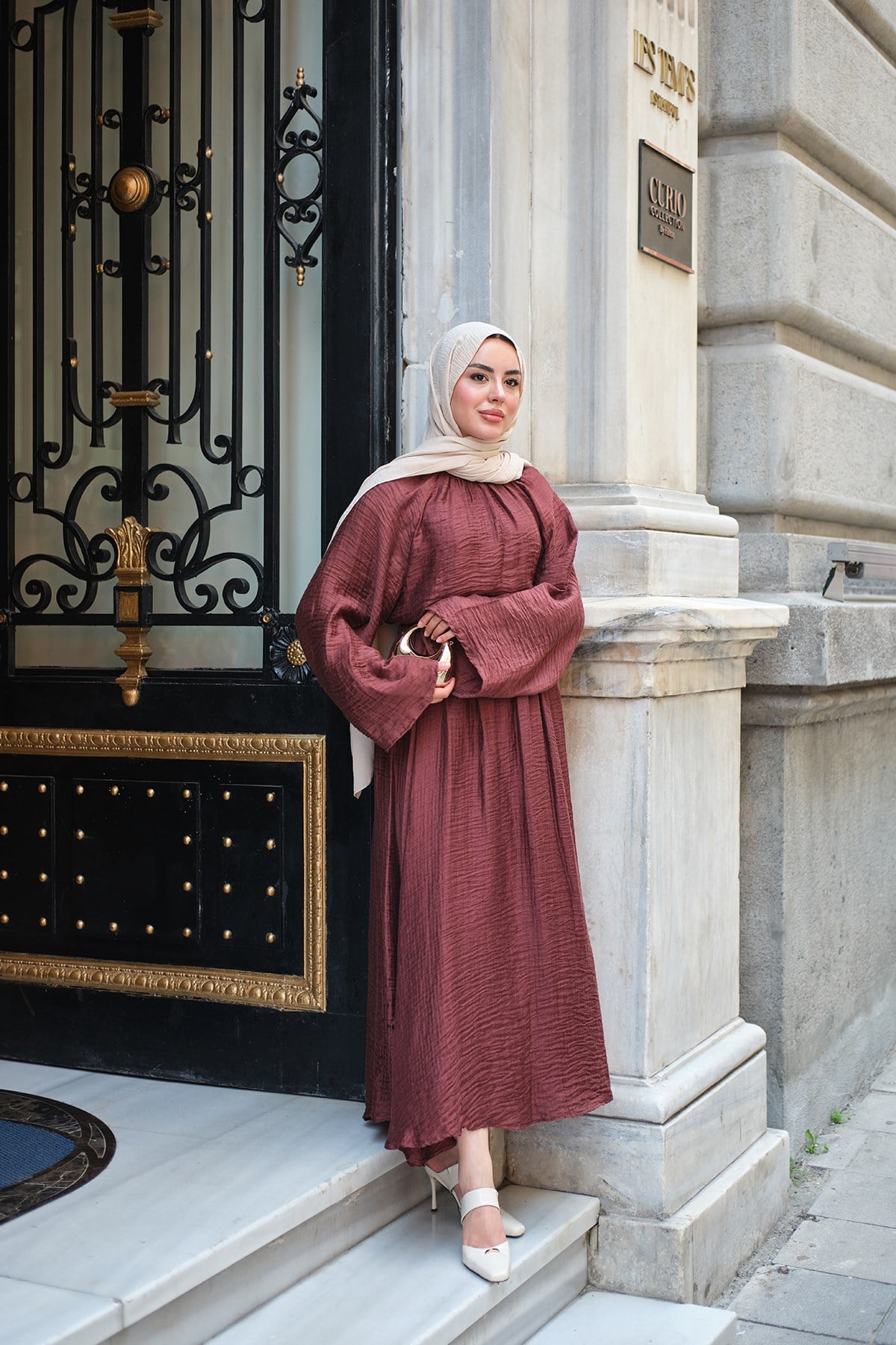 Gofre Kumaş Takım Mürdüm