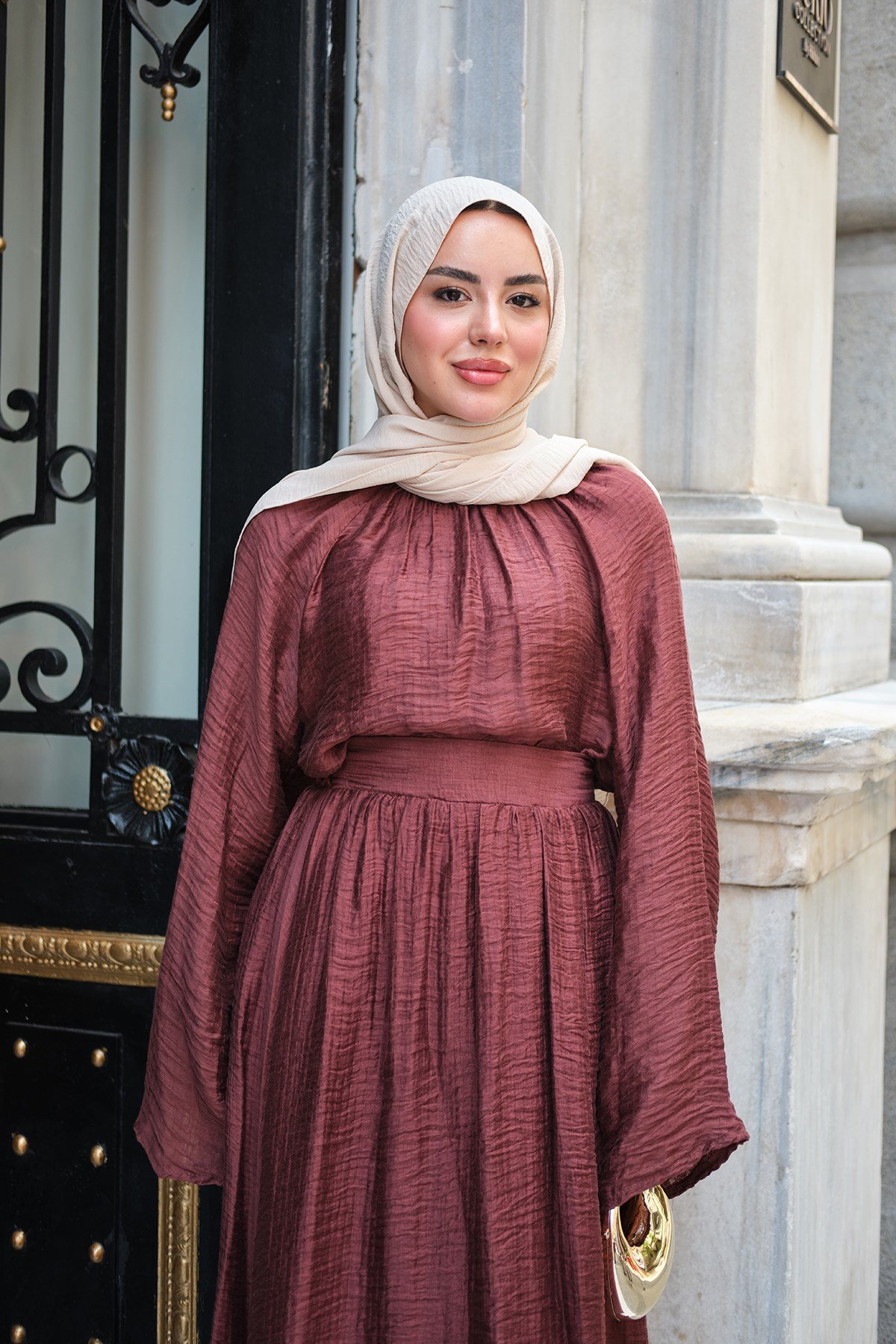 Gofre Kumaş Takım Mürdüm
