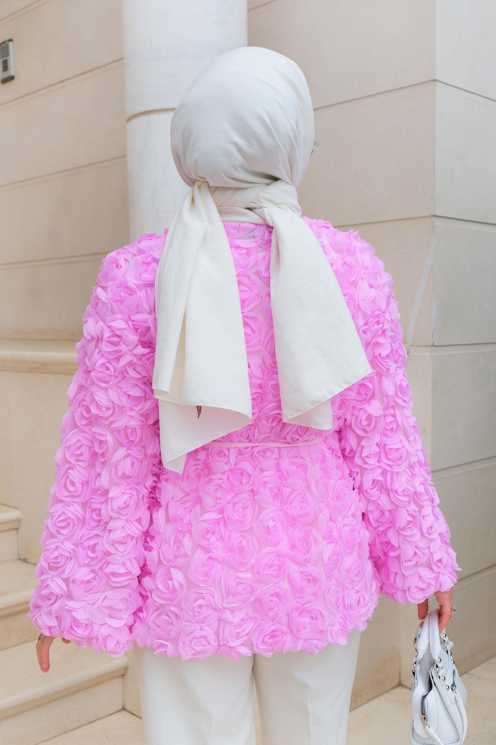 Gül Detay Ceket Pembe