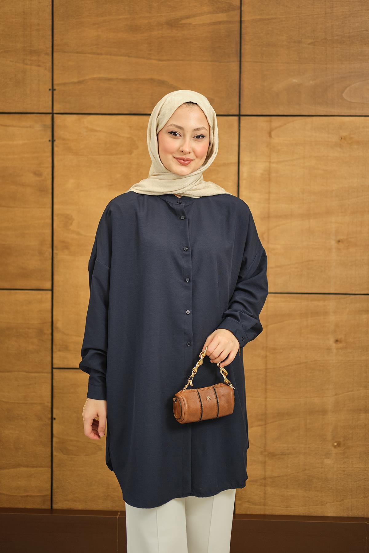 Hakim Yaka Basic Gömlek Lacivert