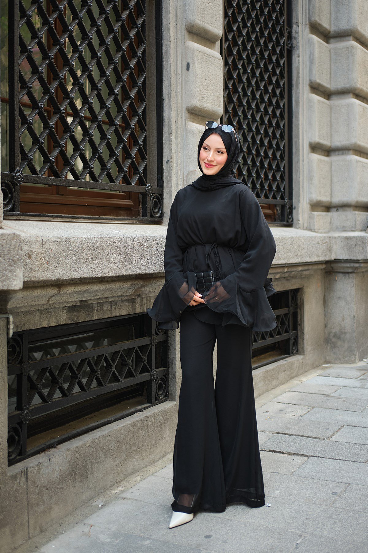 Kolları Fırfırlı İspanyol Kol Takım Siyah