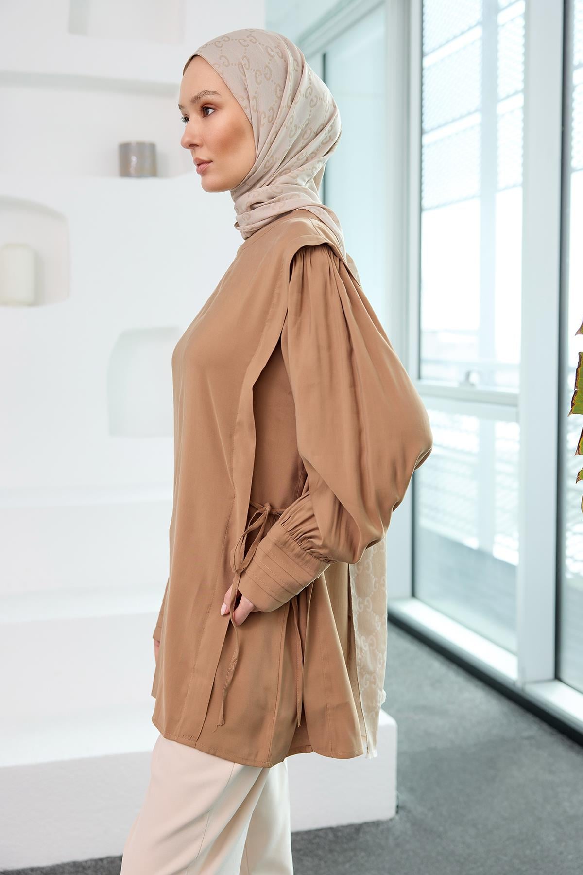 Nervur Detay Cupra Tencel Tunik Vizon
