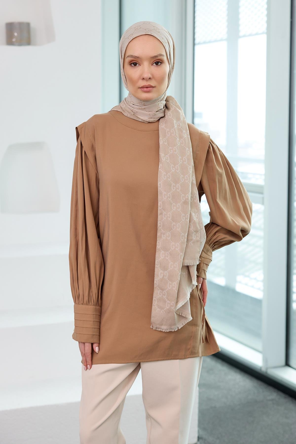 Nervur Detay Cupra Tencel Tunik Vizon