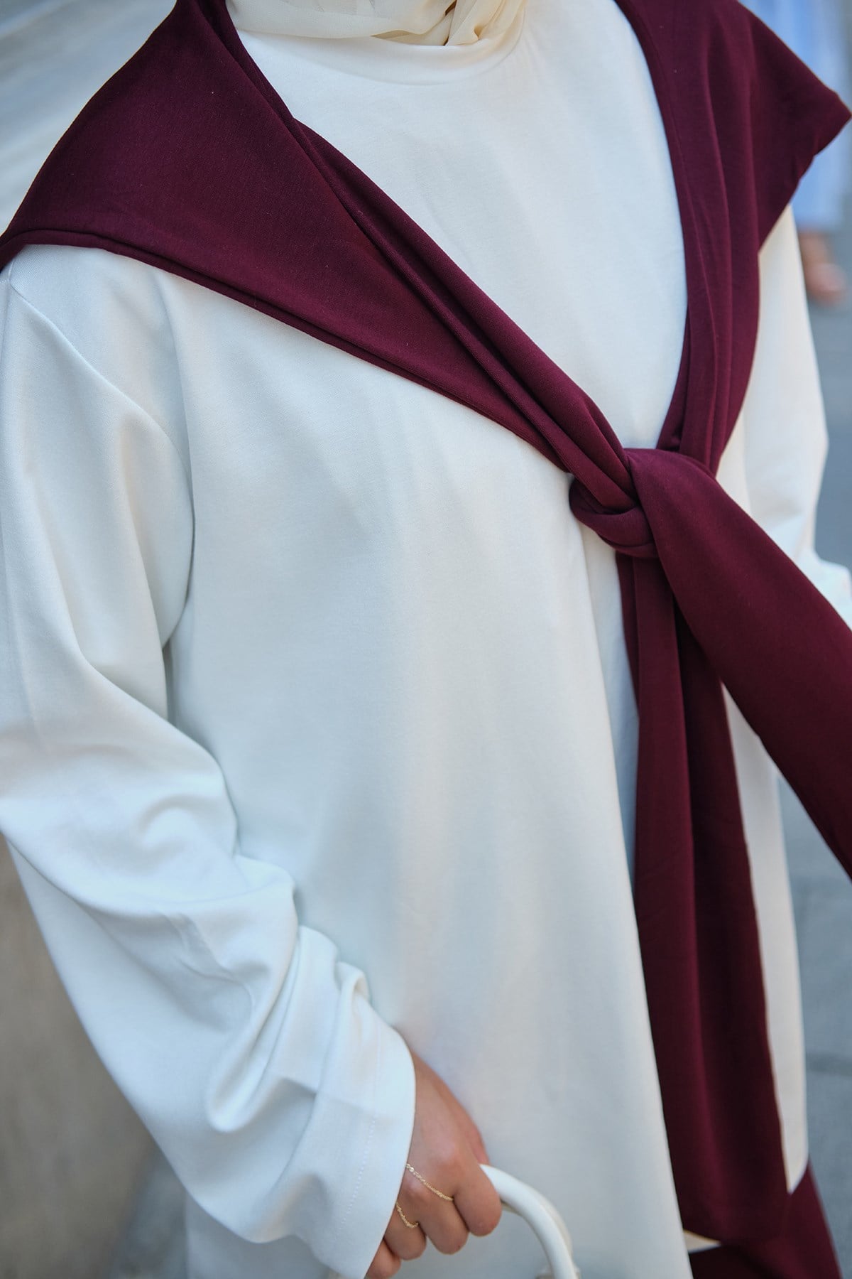 Omuz Atkı Detaylı Takım Bordo