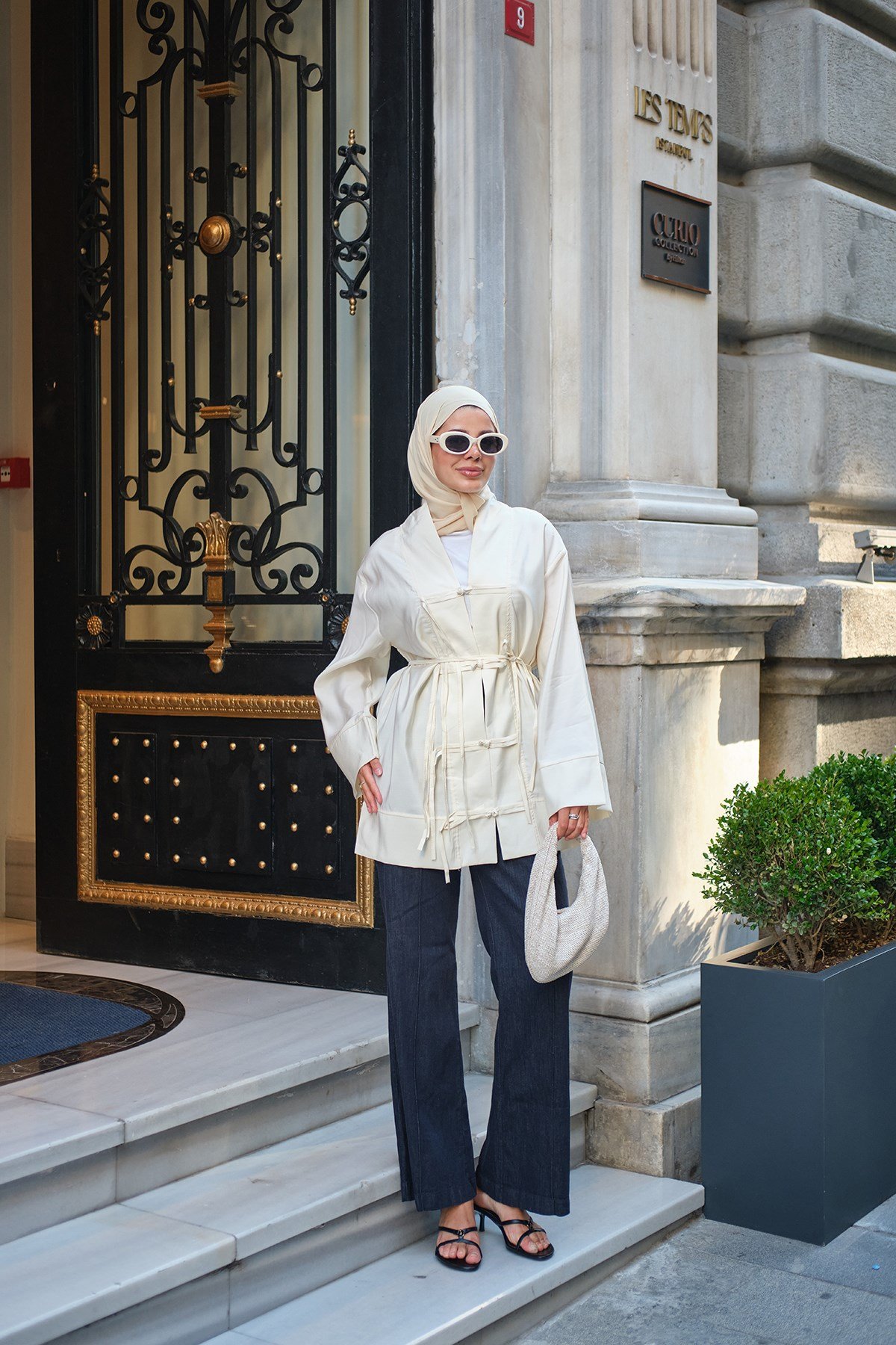 Ön Bağlamalı Kimono Krem