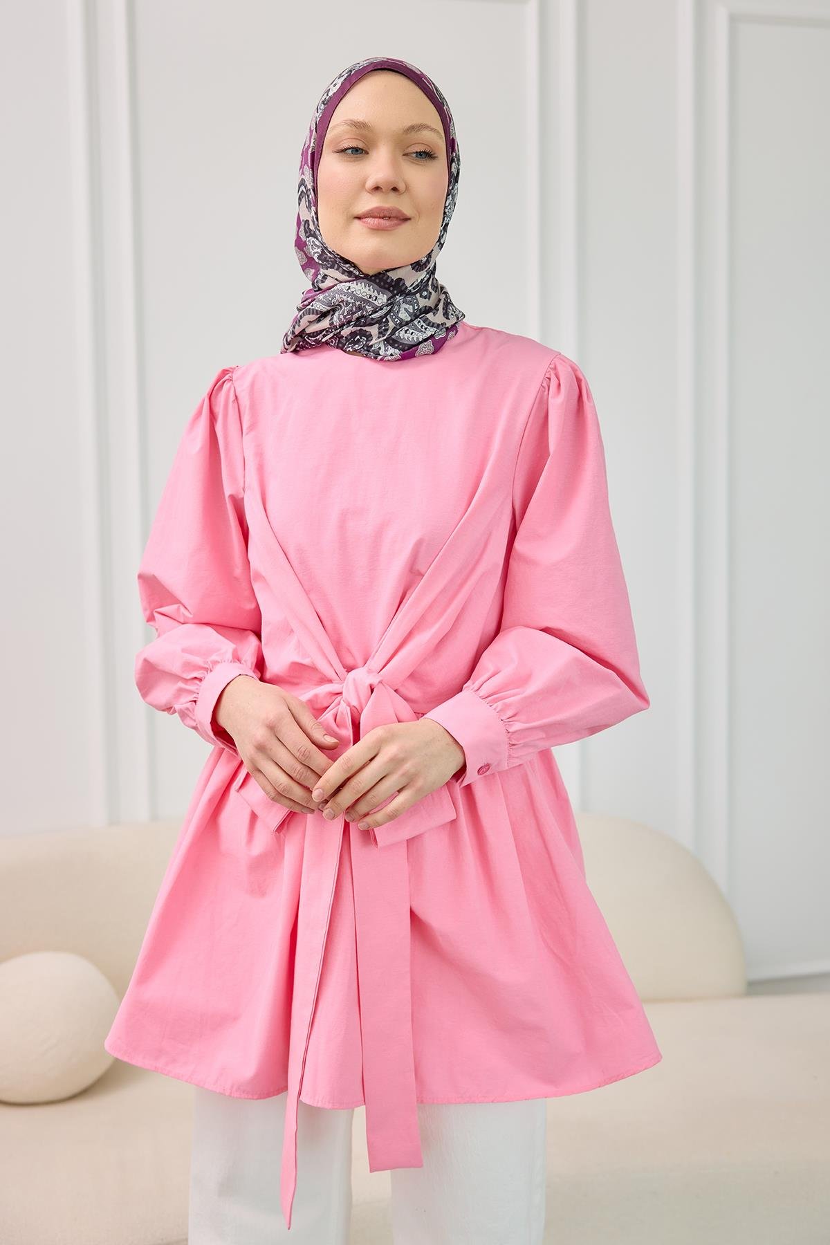 Önden Bağlamalı Bluz Pembe