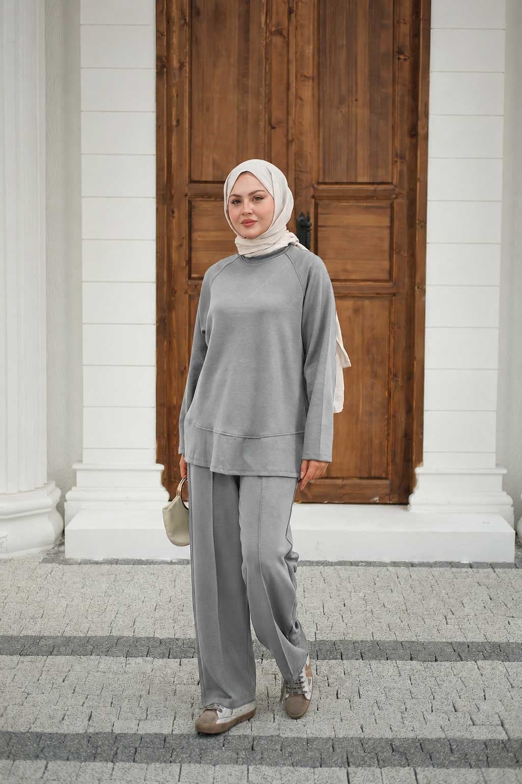 Pantolonlu Takım Açık Gri