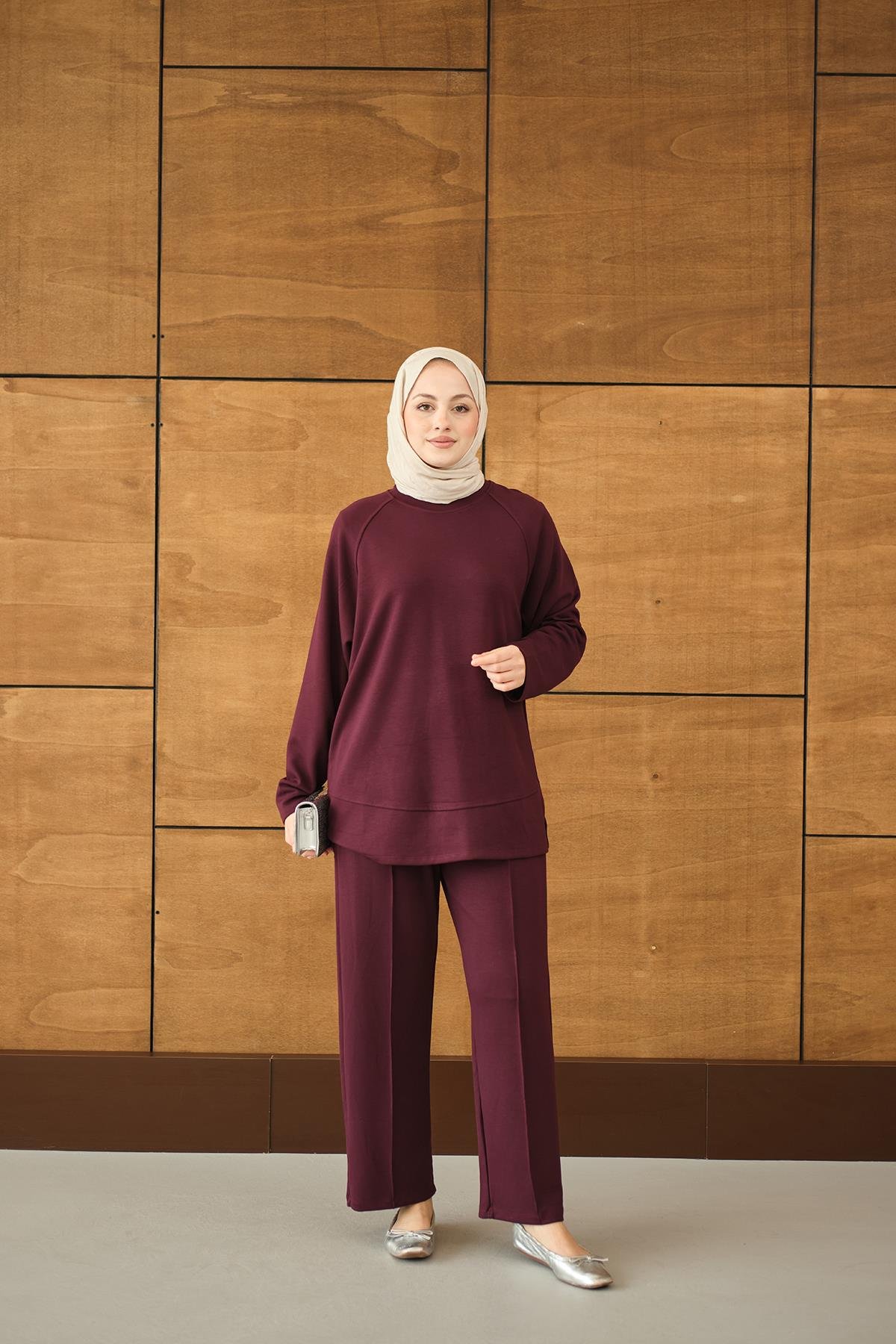 Pantolonlu Takım Bordo