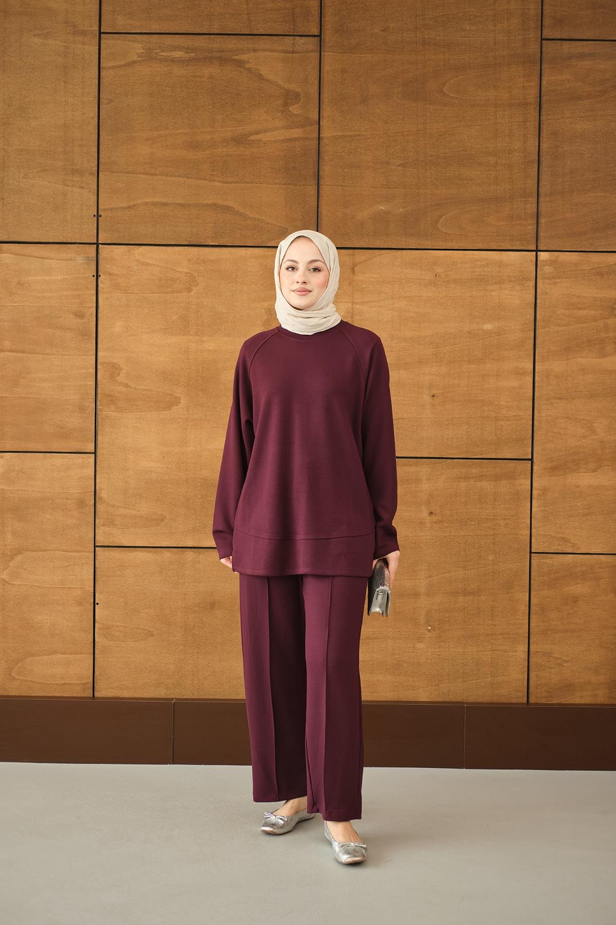 Pantolonlu Takım Bordo