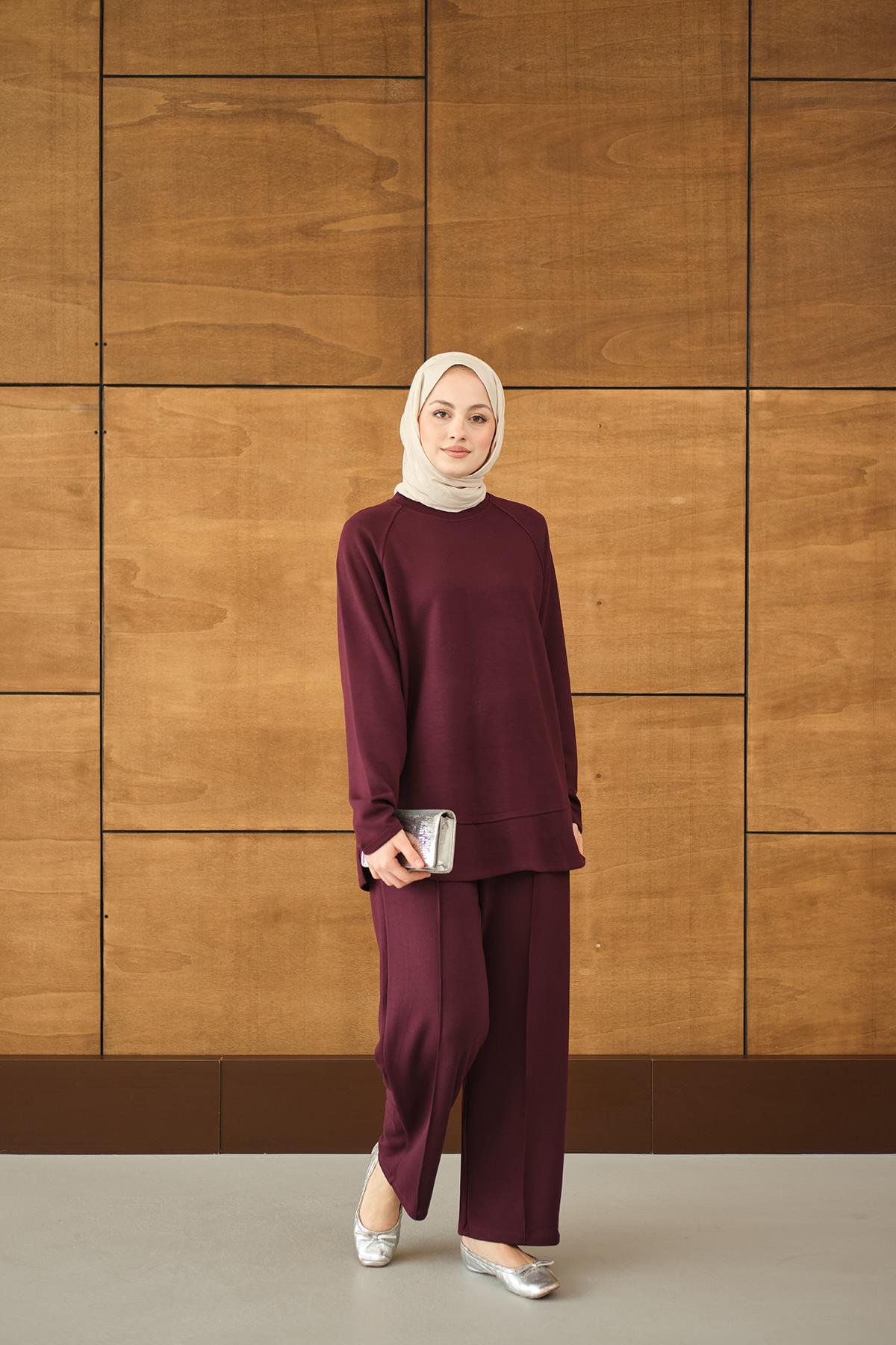 Pantolonlu Takım Bordo