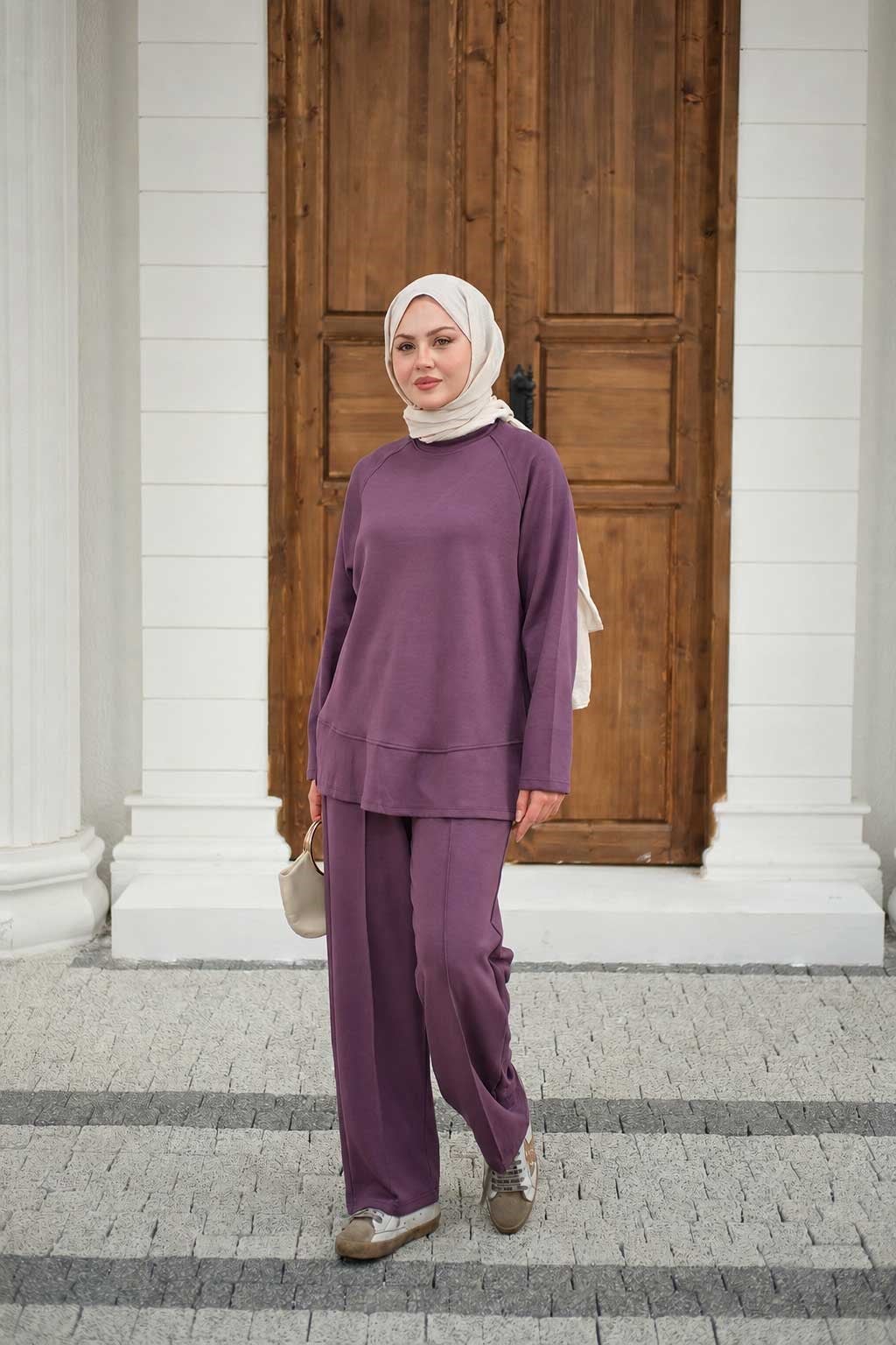 Pantolonlu Takım Mor