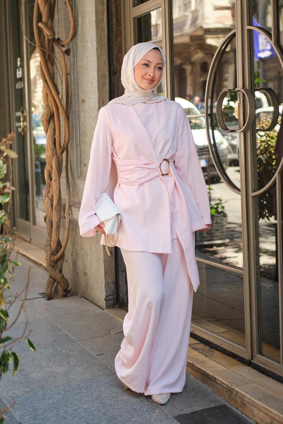 Tokalı Çift Önlü Takım Pembe
