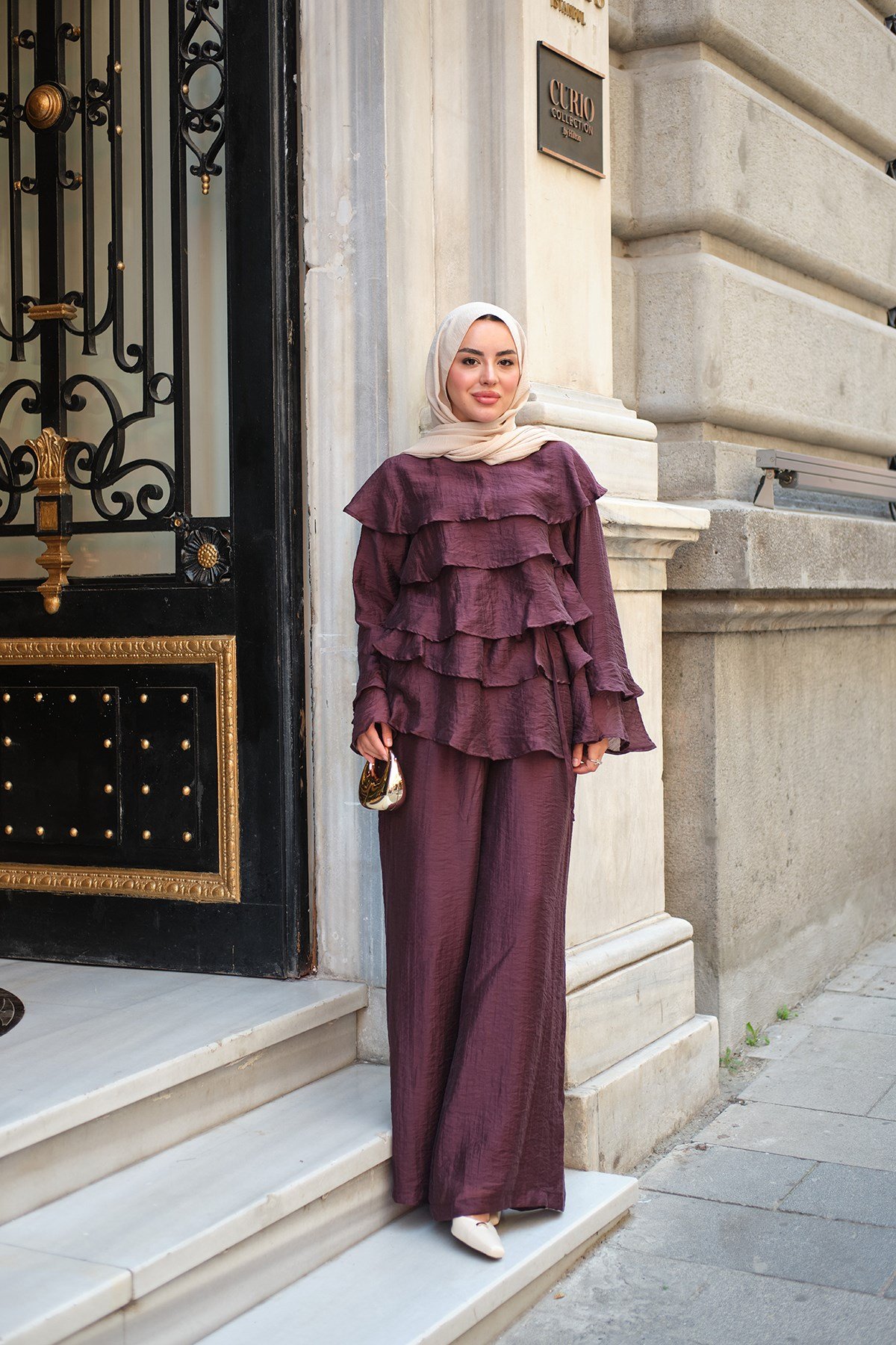 Tül Kumaş Takım Mürdüm