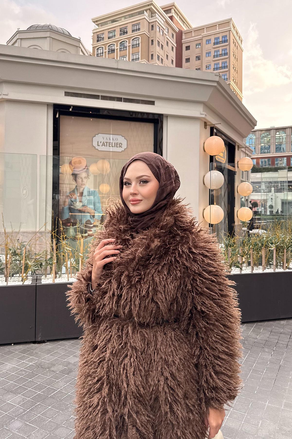 Tüylü Peluş Kaban Kahverengi
