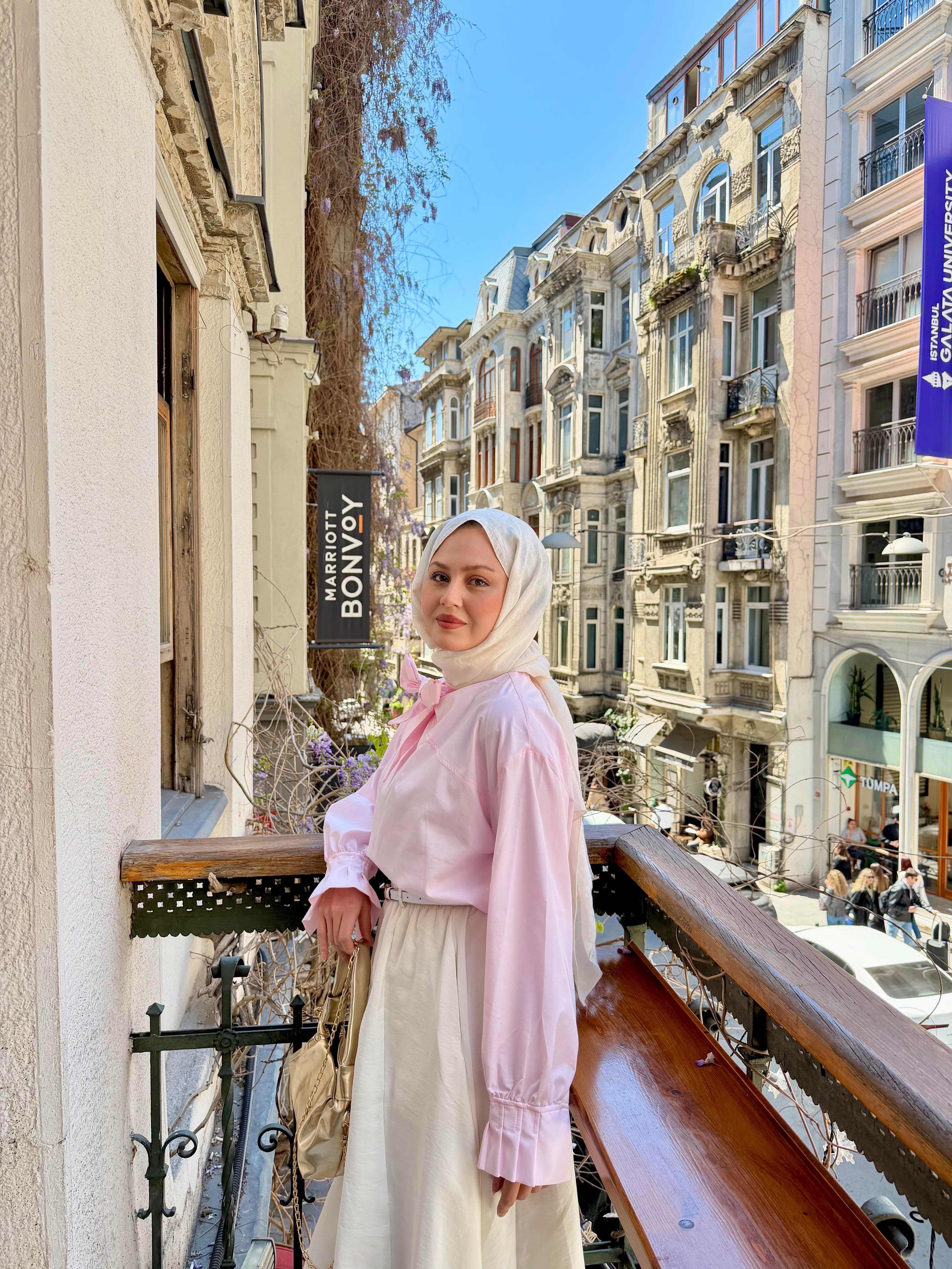 Yaka Bağlamalı Çima Detay Bel Bağlamalı Bluz Pembe