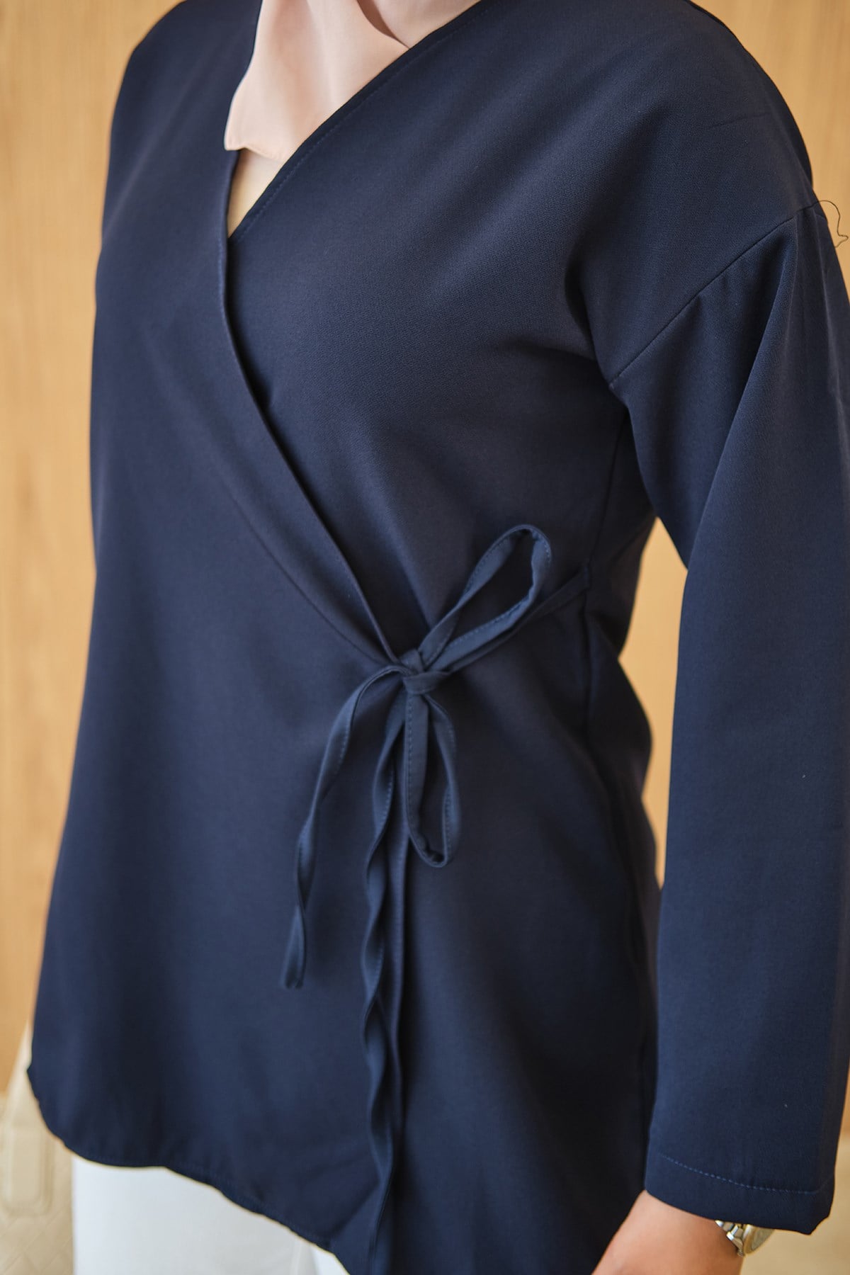 Yan Bağlamalı Kimono Lacivert