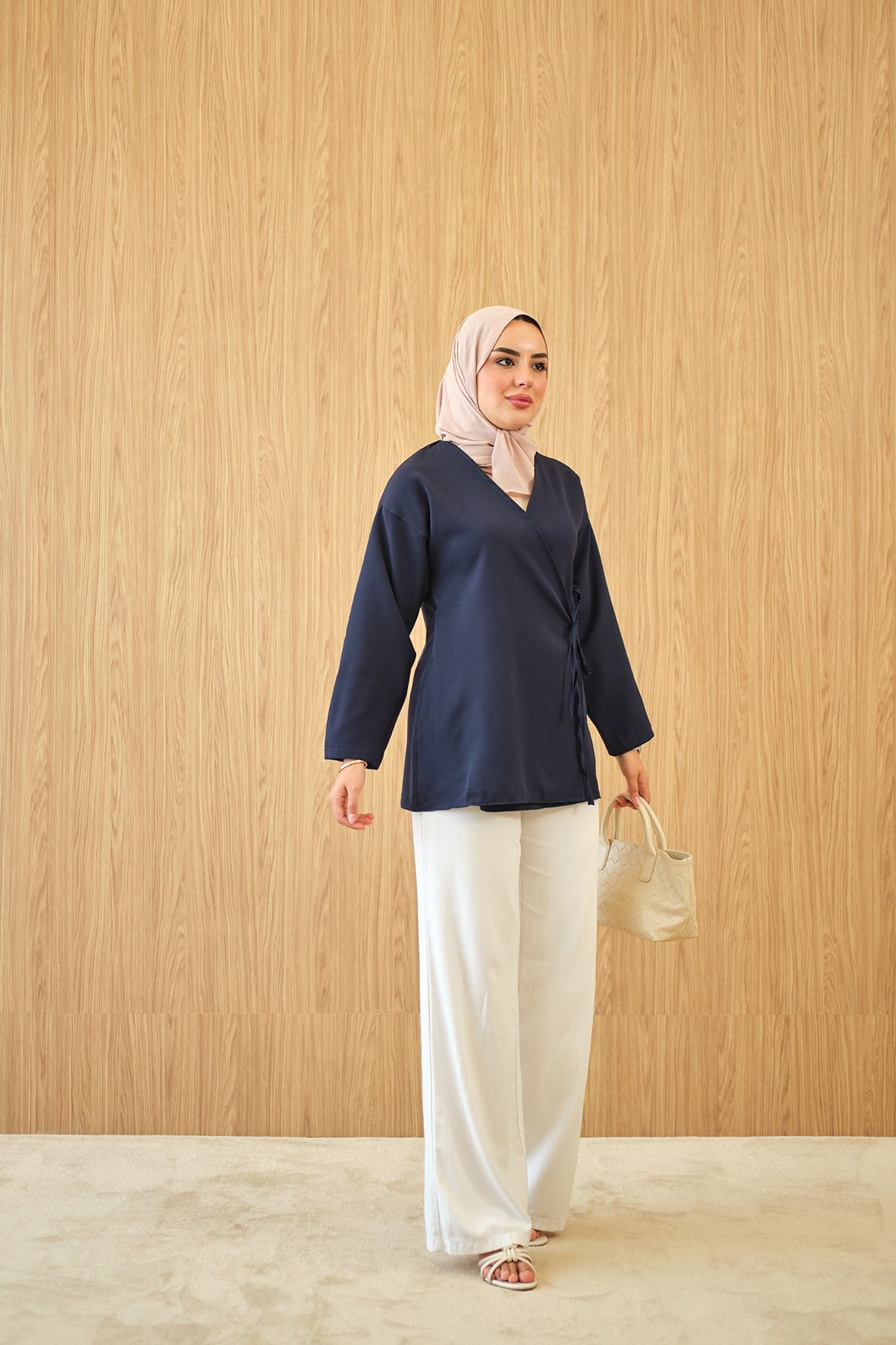 Yan Bağlamalı Kimono Lacivert