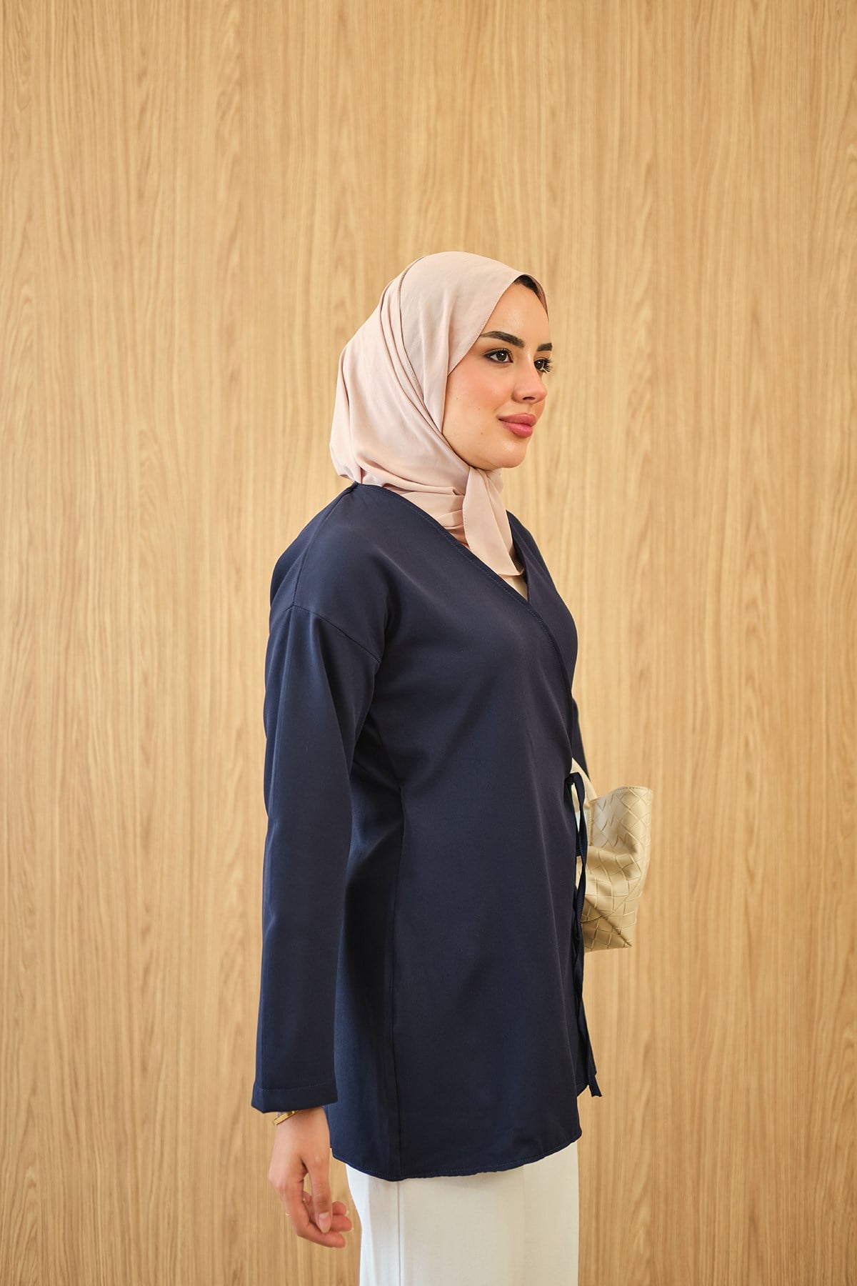 Yan Bağlamalı Kimono Lacivert