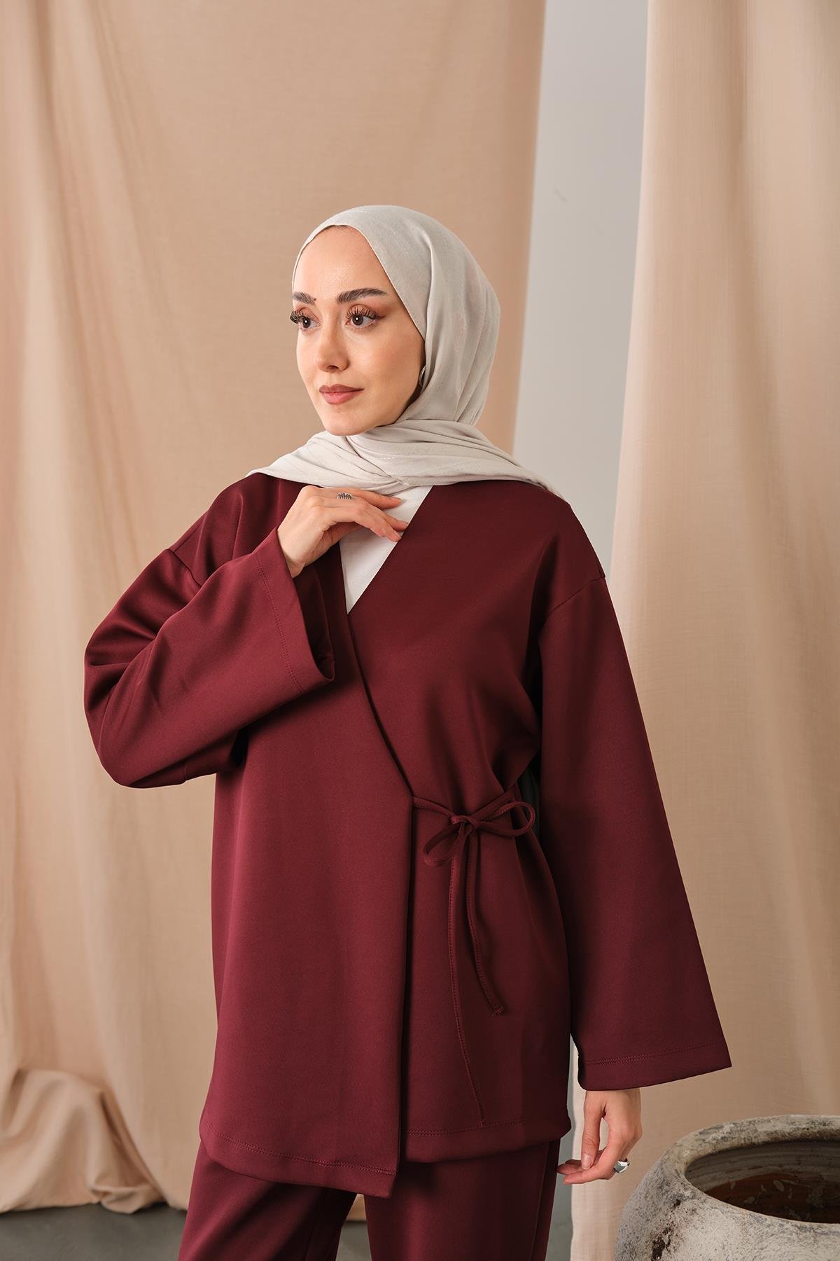 Yan Bağlamalı Takım Bordo