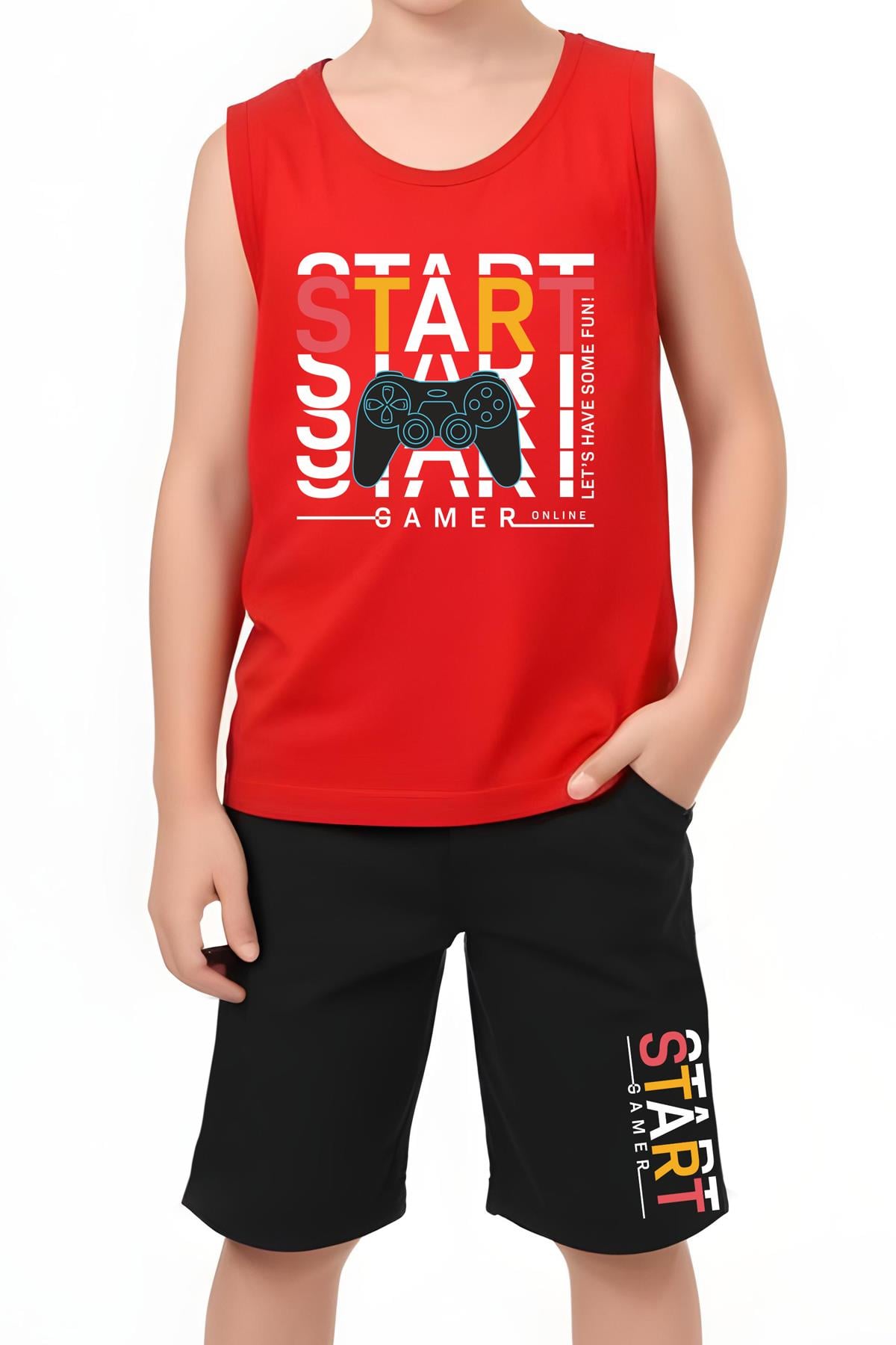 Erkek Çocuk Baskılı Sıfır Kol 06 START alt-üst takım