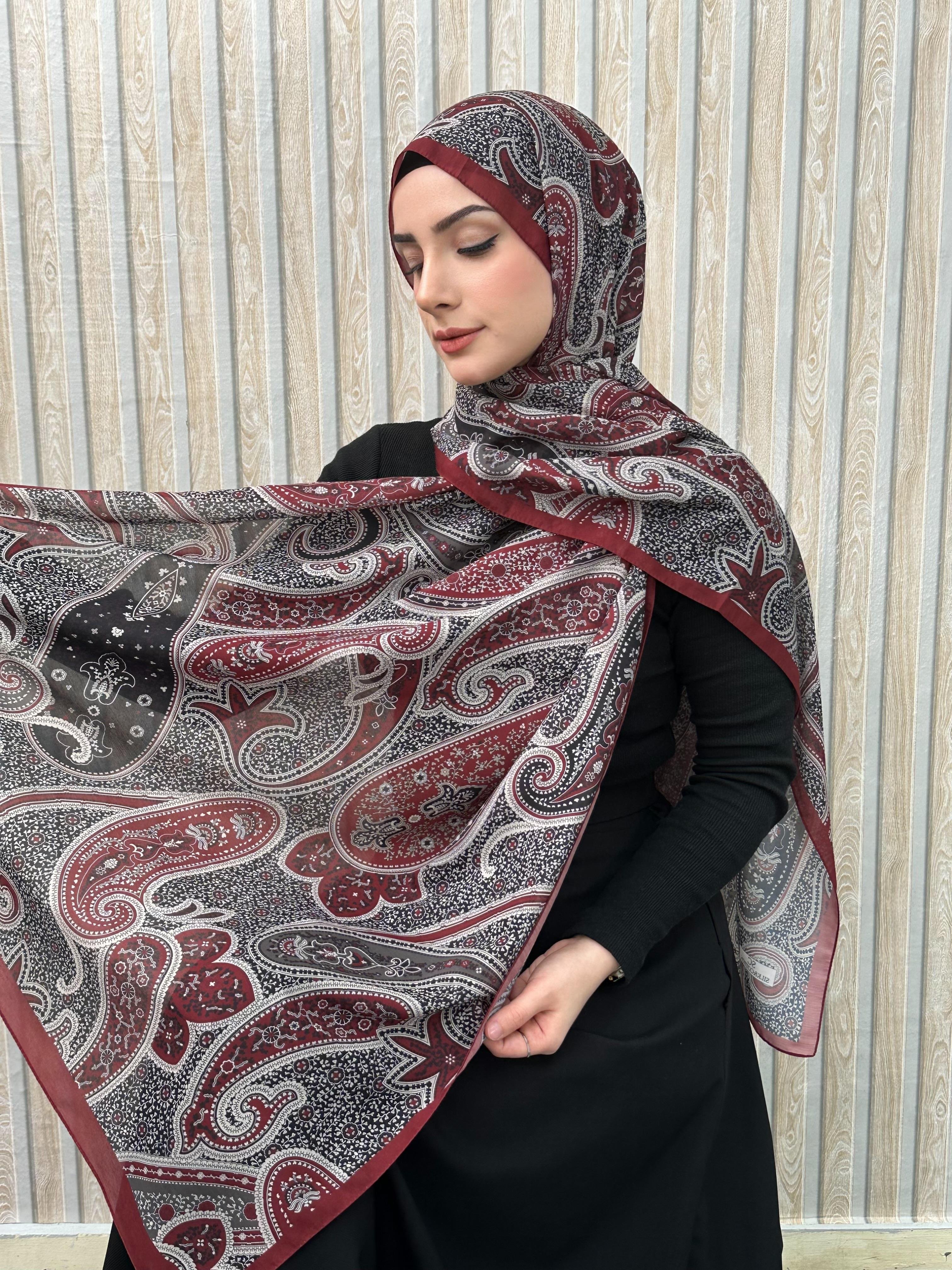Bordo Hüma Modal İpek Şal 