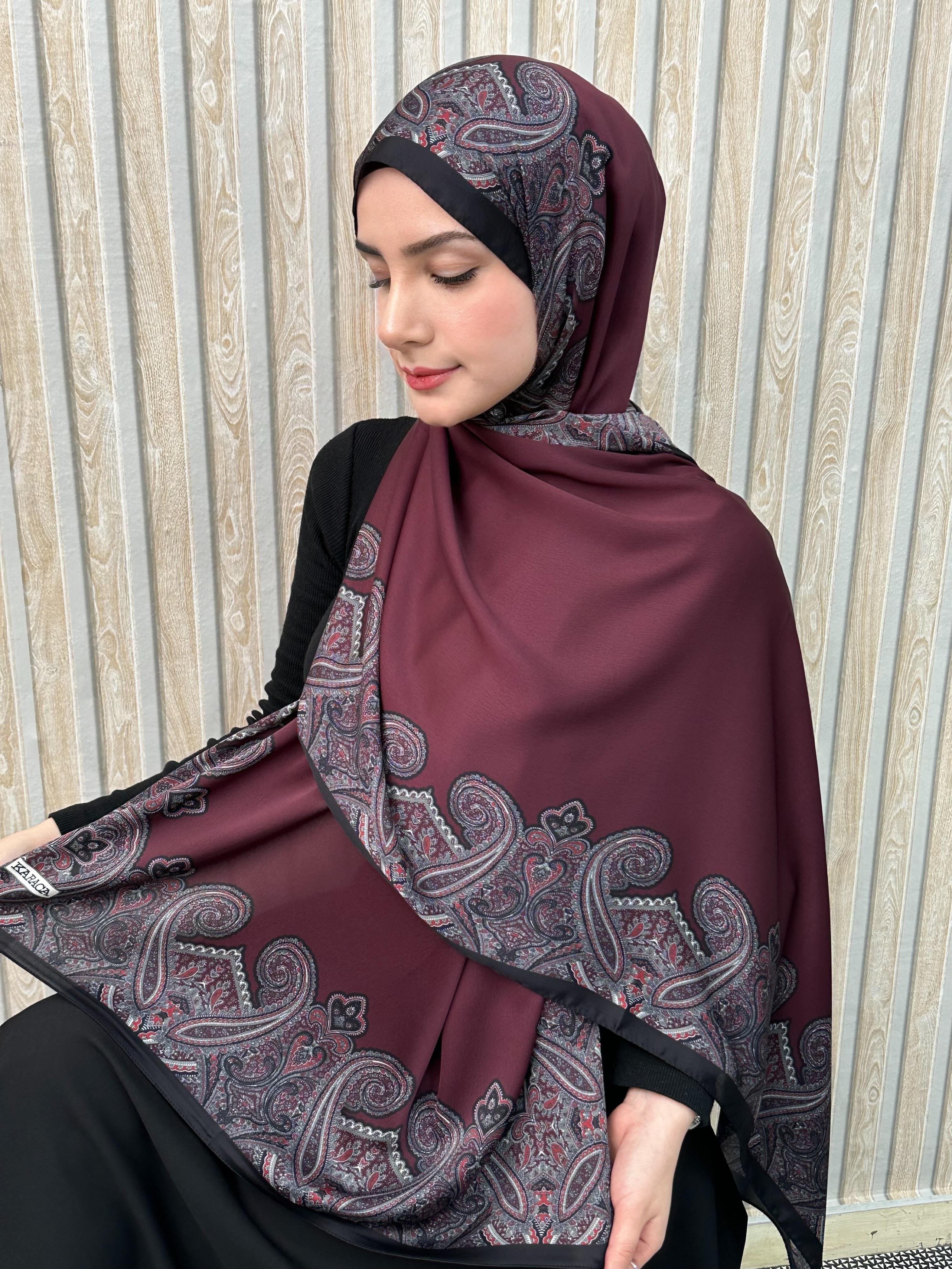 Bordo Roza Deluxe İpek Şal