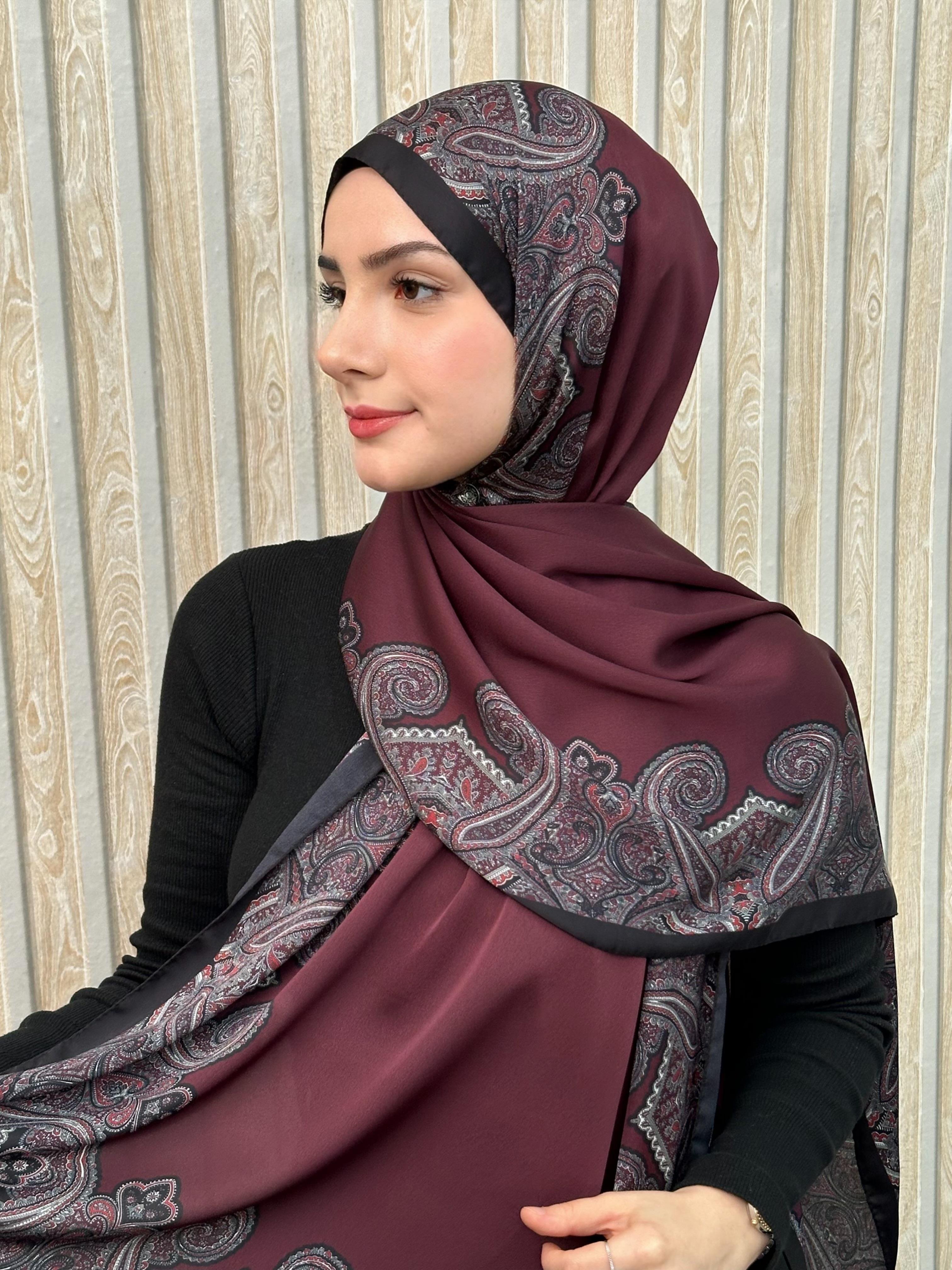 Bordo Roza Deluxe İpek Şal