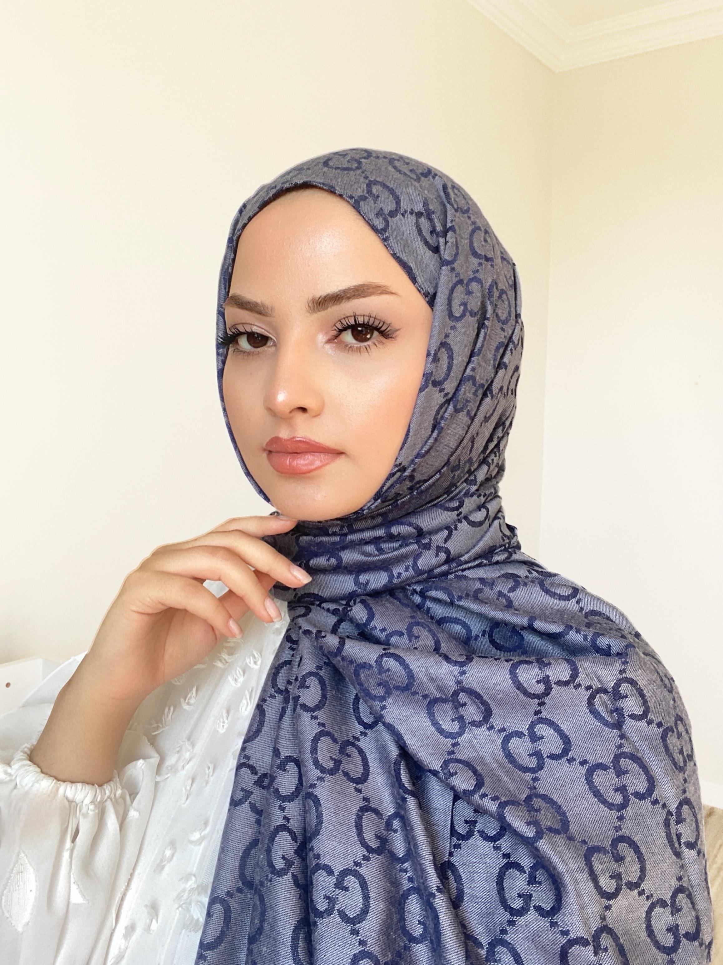 Lacivert Yün İpek Şal