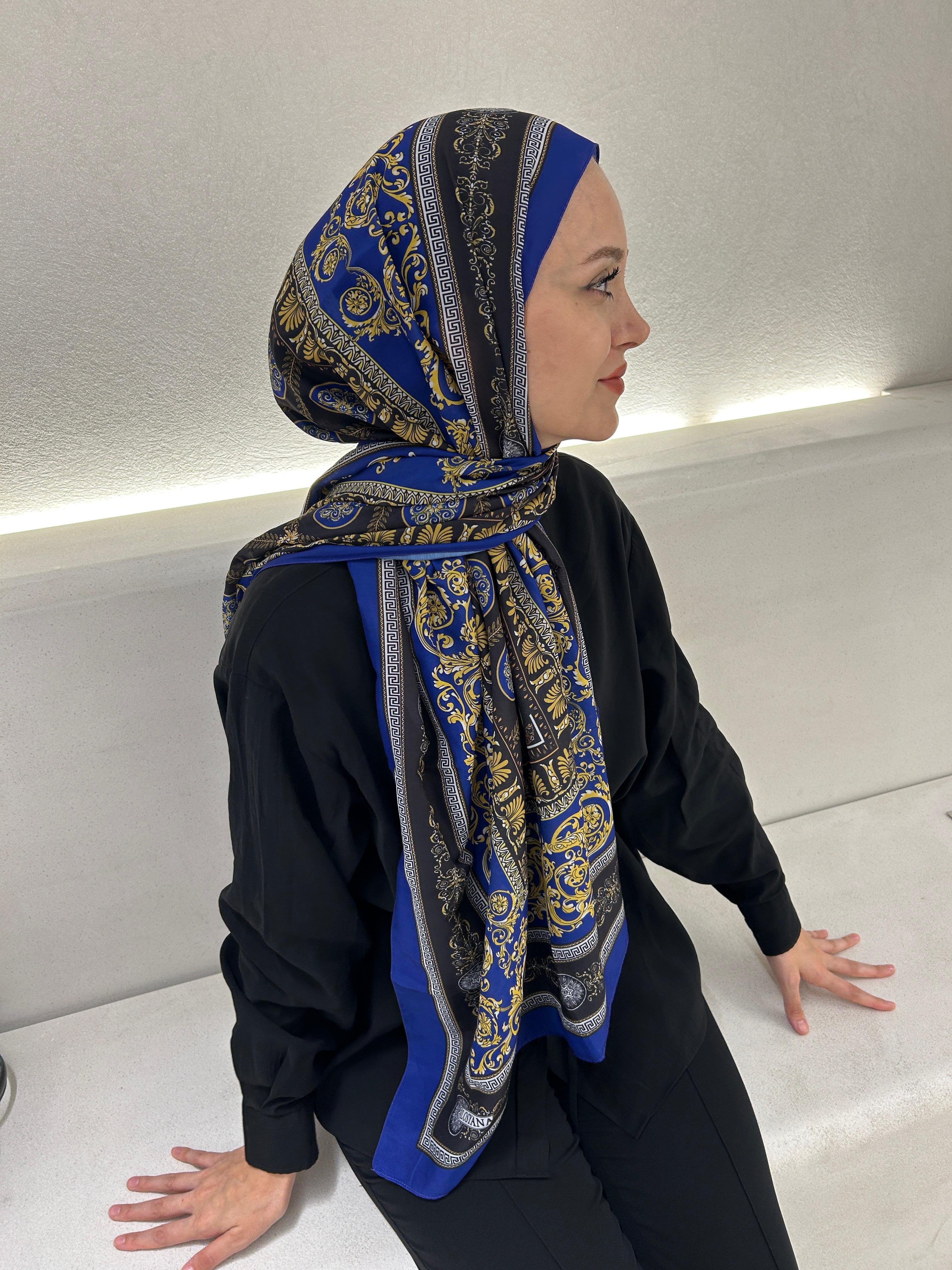 Saks-Siyah Etnik Şal