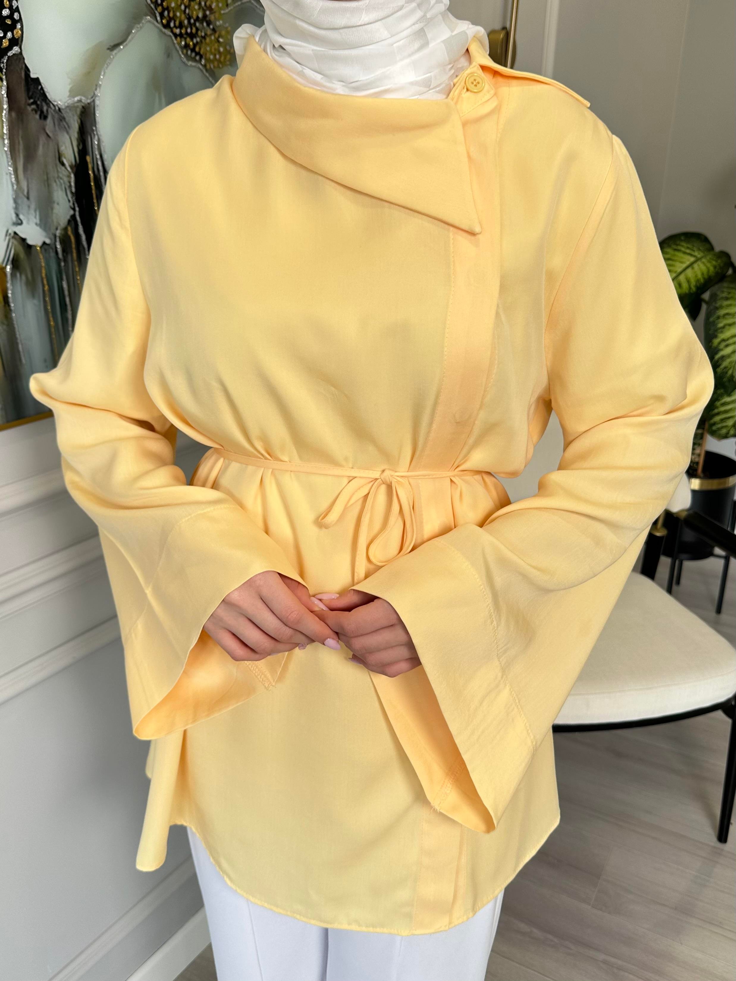 Sarı Yaka Detaylı Salaş Tunik